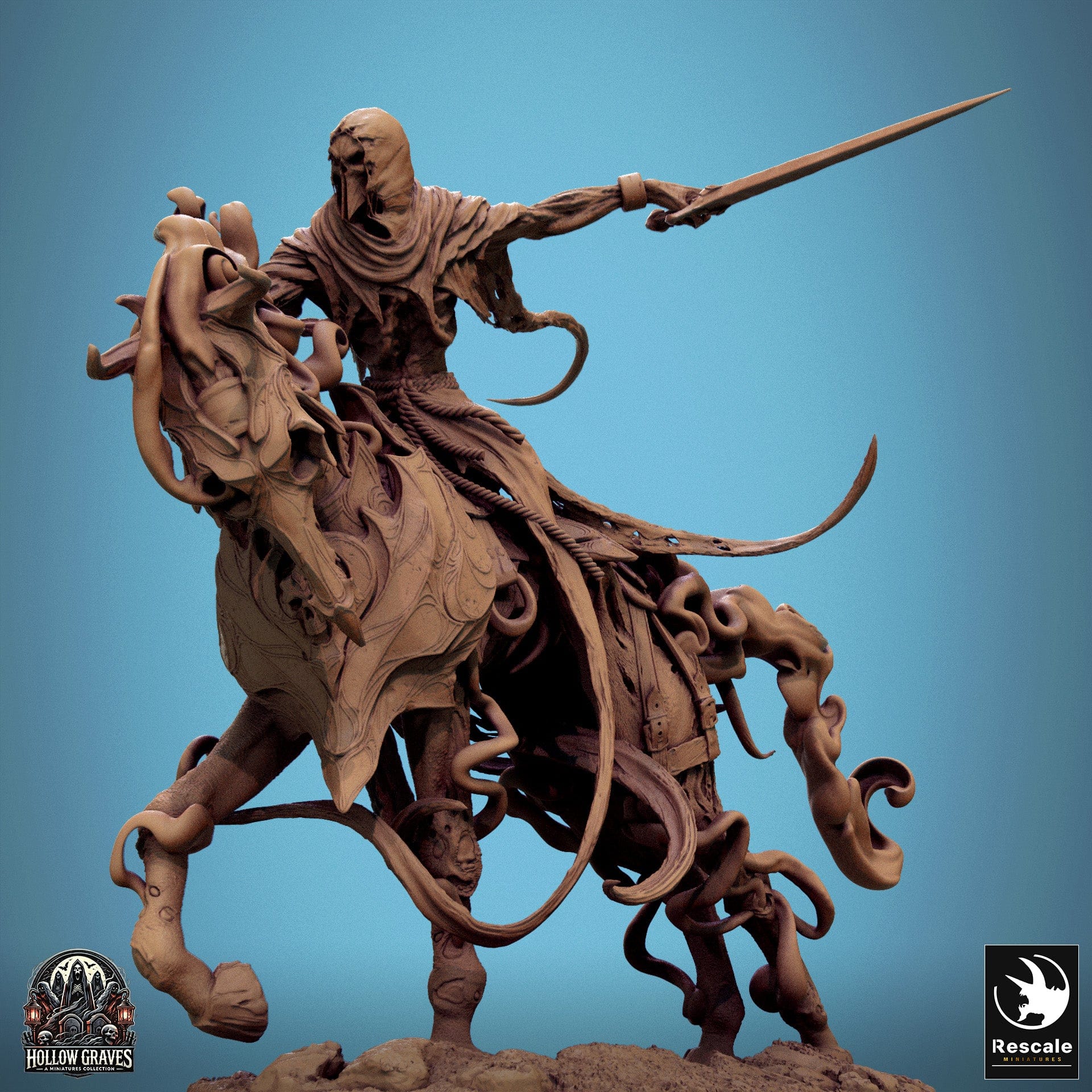 Tabletop RPG Miniature Doomstride - 32mm Qumi Rescale Miniatures Doom Stride Drag / Mounted Mist Quality Miniatures - Qumi Wargaming Mini Model Figure