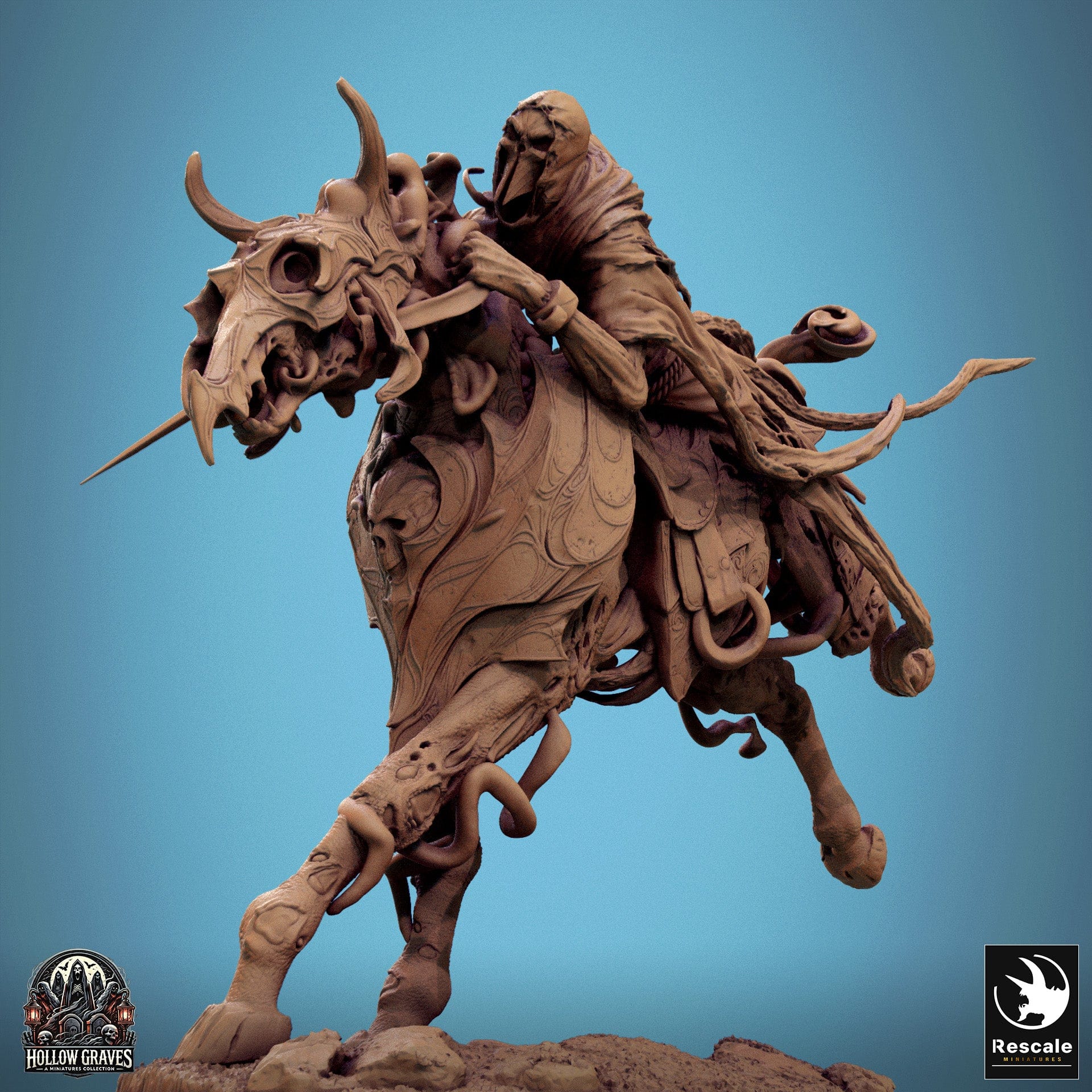Tabletop RPG Miniature Doomstride - 32mm Qumi Rescale Miniatures Doom Stride Gallop (+ a Wild with rider version) / Mounted Quality Miniatures - Qumi Wargaming Mini Model Figure