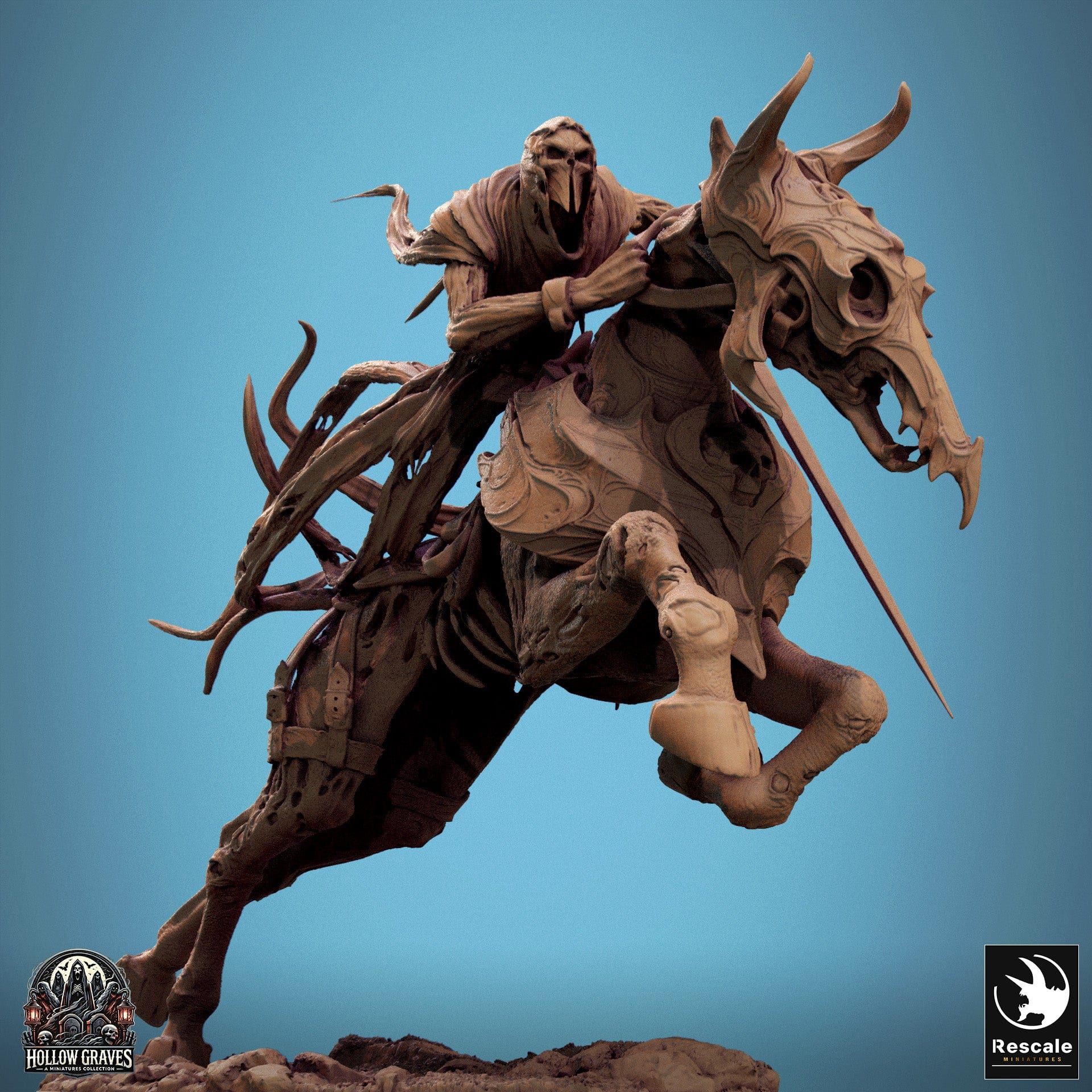 Tabletop RPG Miniature Doomstride - 32mm Qumi Rescale Miniatures Doom Stride Leap (No Mist version) / Mounted Quality Miniatures - Qumi Wargaming Mini Model Figure
