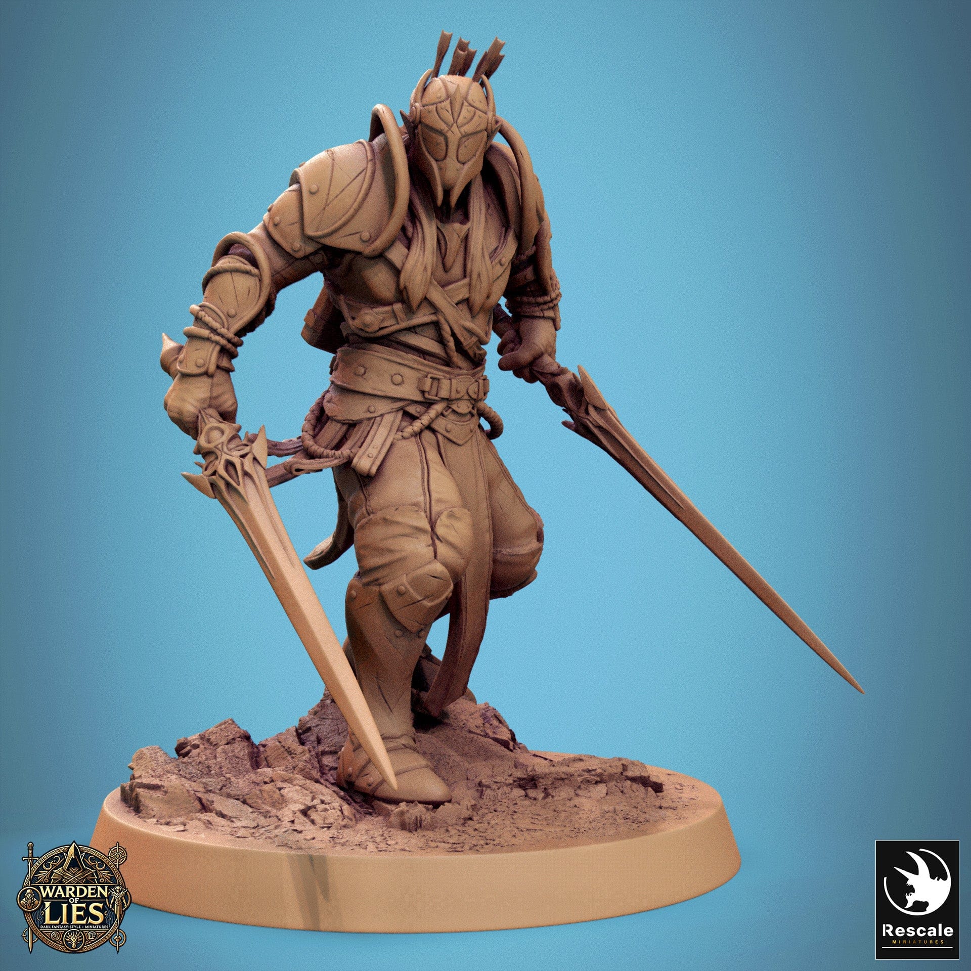Tabletop RPG Miniature Moon Elf Sentinel 32mm Qumi Rescale Miniatures Double Sword Ready Quality Miniatures - Qumi Wargaming Mini Model Figure