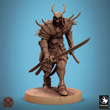Undead Sword Fighter Tabletop Miniature - Oriental Skeletons by Qumi, 3D printed resin tabletop miniature for RPGs, wargaming and painting