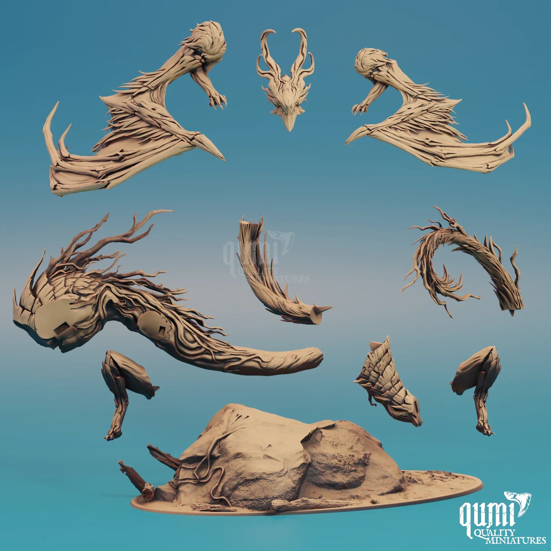 Dragon Figurine Black Dragon 32mm Qumi Rescale Miniatures - Quality Miniatures - Qumi