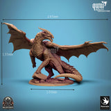 Dragon Legendary Copper Dragon Tabletop Miniature by Qumi, 3D printed resin tabletop miniature for RPGs, wargaming and painting