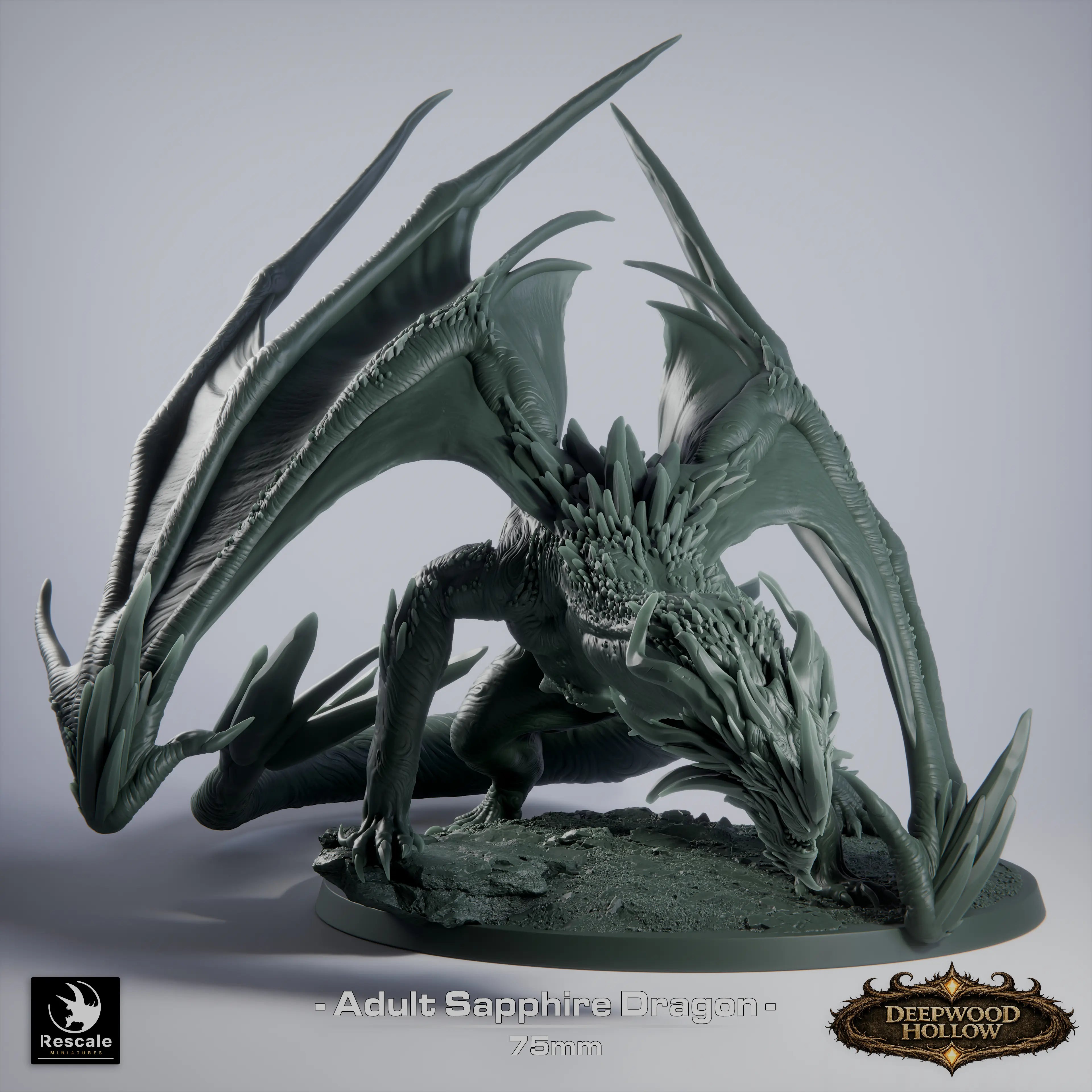 Adult Sapphire Dragon miniature by Qumi, detailed tabletop resin figure for wargaming and RPG adventures.