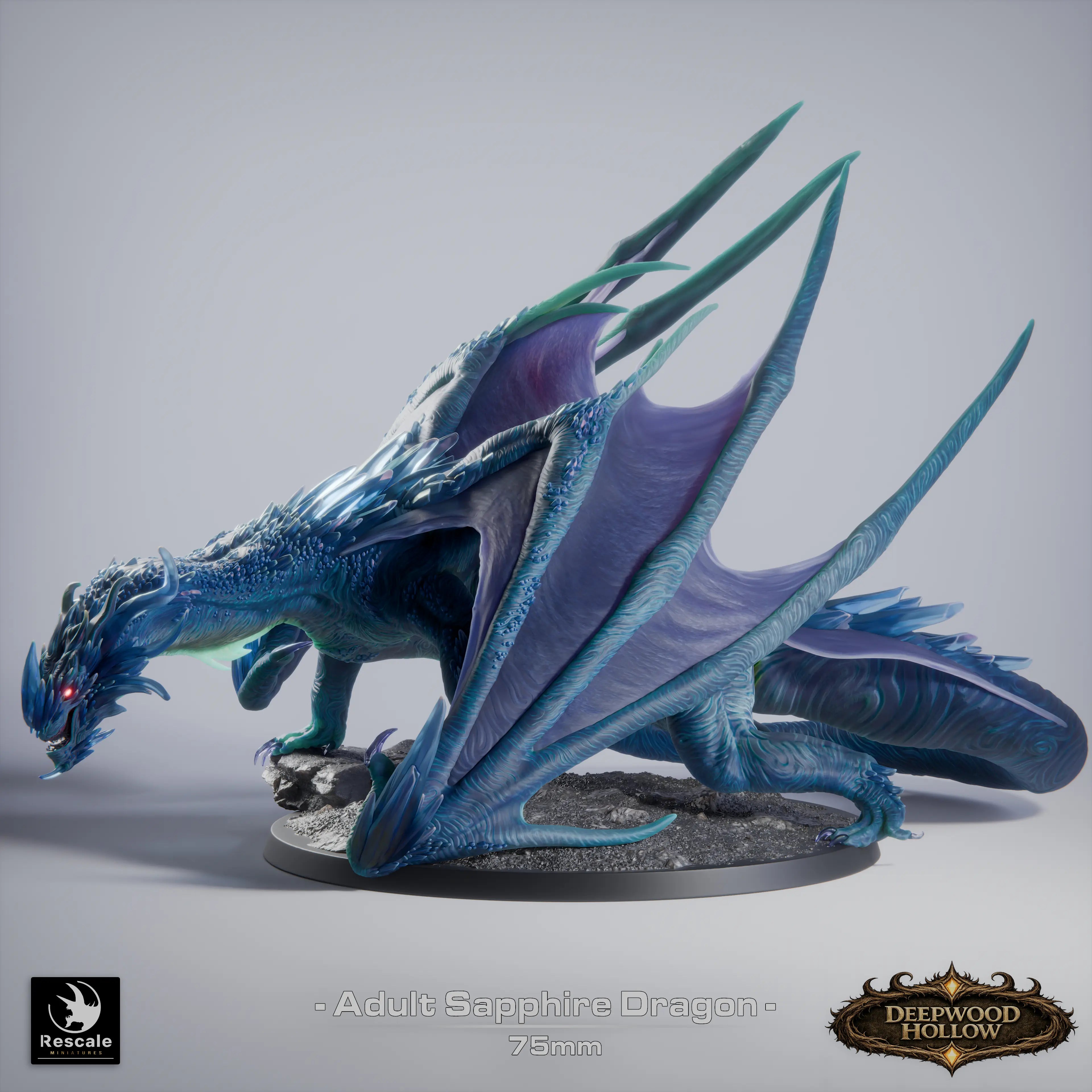 Adult Sapphire Dragon miniature by Qumi, a detailed tabletop resin figure for wargaming and RPG adventures.