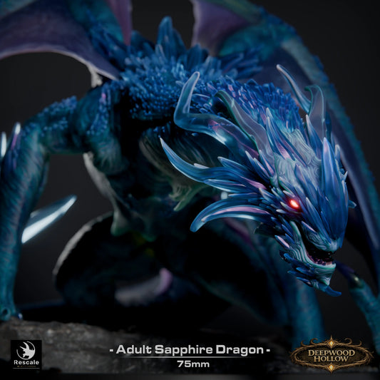 Adult Sapphire Dragon miniature from Qumi, detailed tabletop fantasy figure for wargaming and RPG adventures.