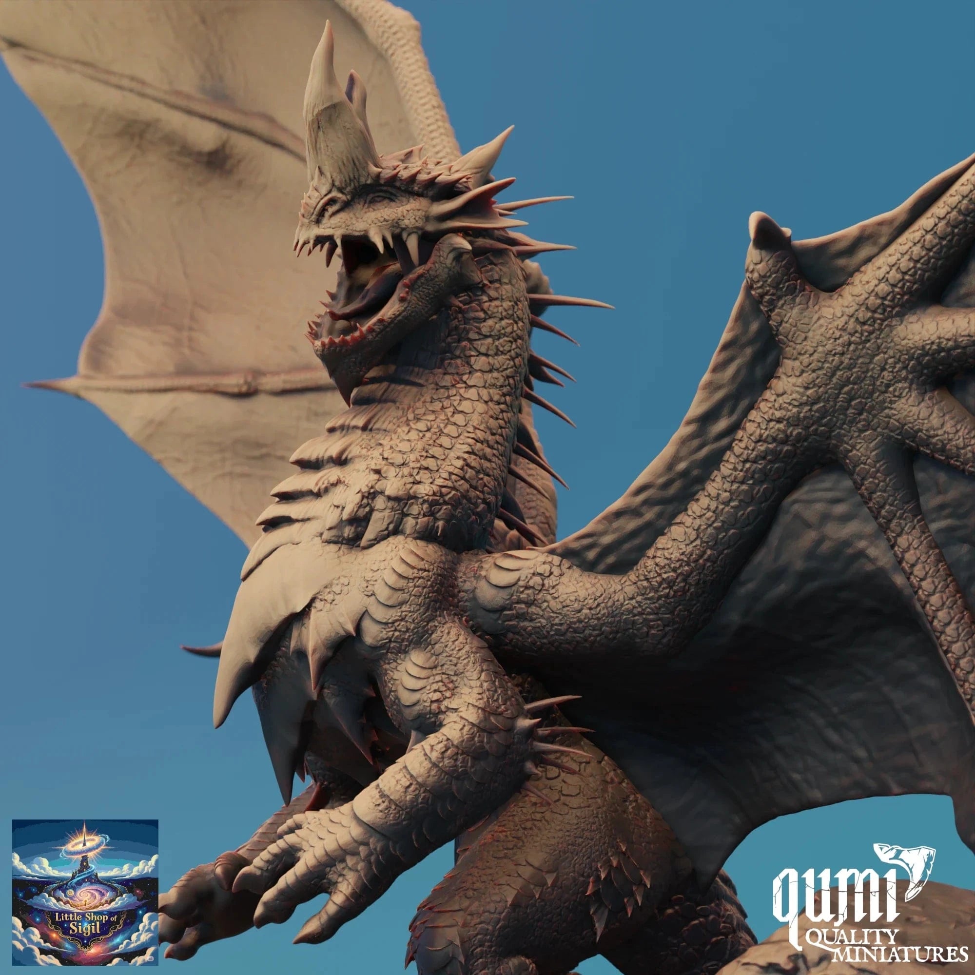  detailed dragon model with 'Qumi' logo