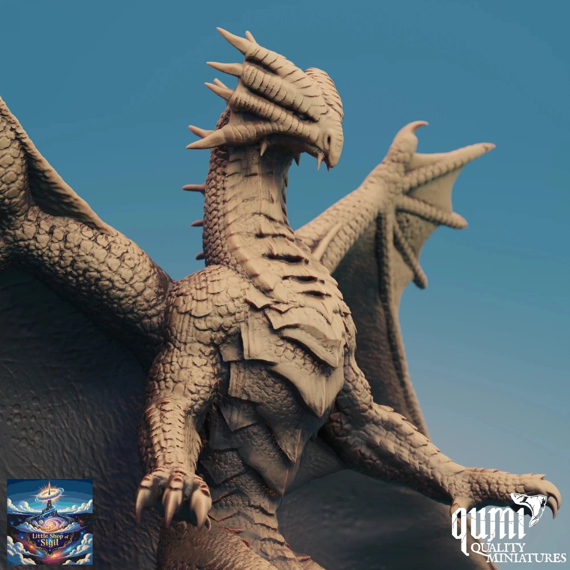  detailed dragon sculpture with 'Quality Miniatures' branding