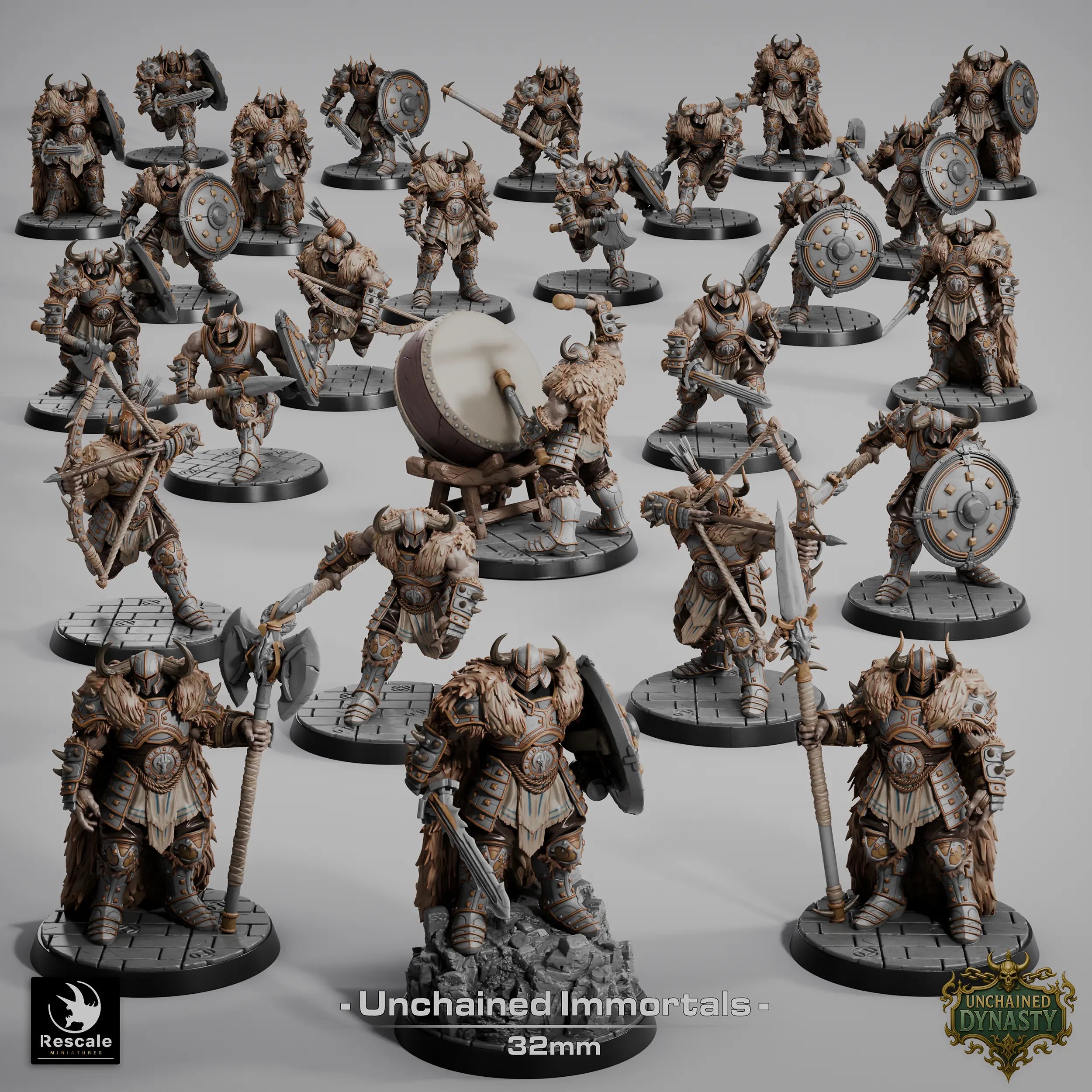 Tabletop Fighter Miniature Unchained Immortals 32mm Rescale Miniatures - Quality Miniatures - Qumi