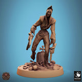 Undead Axe Fighter Tabletop Miniature - Zombies by Qumi, 3D printed resin tabletop miniature for RPGs, wargaming and painting