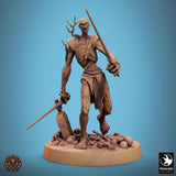 Undead Axe Fighter Tabletop Miniature - Zombies by Qumi, 3D printed resin tabletop miniature for RPGs, wargaming and painting
