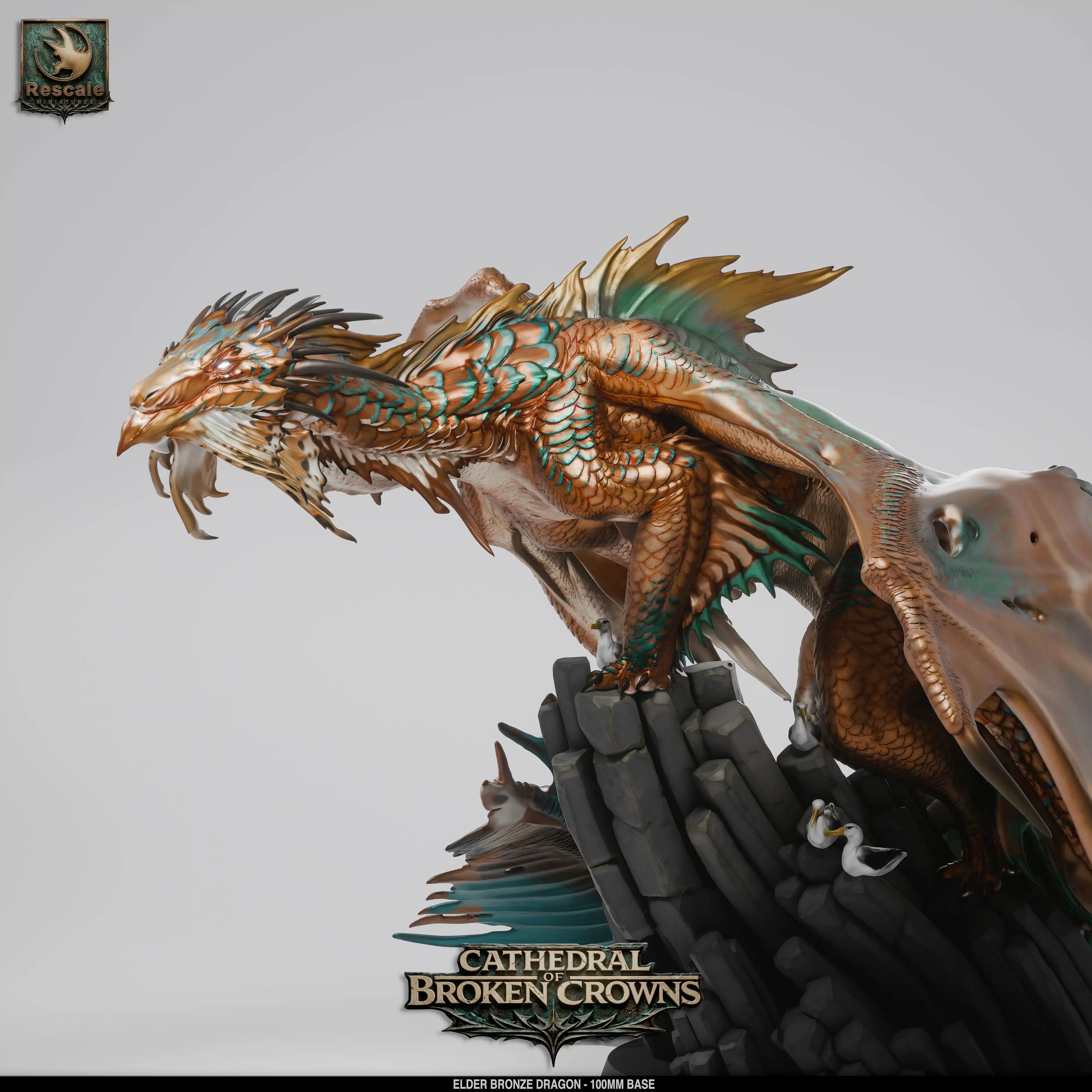 Elder Bronze Dragon miniature from Qumi Rescale Miniatures, detailed tabletop dragon figure for wargaming and RPG campaigns.