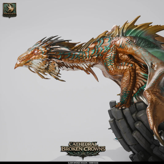 Elder Bronze Dragon miniature for tabletop gaming by Qumi, detailed resin figure suitable for RPG and wargaming.