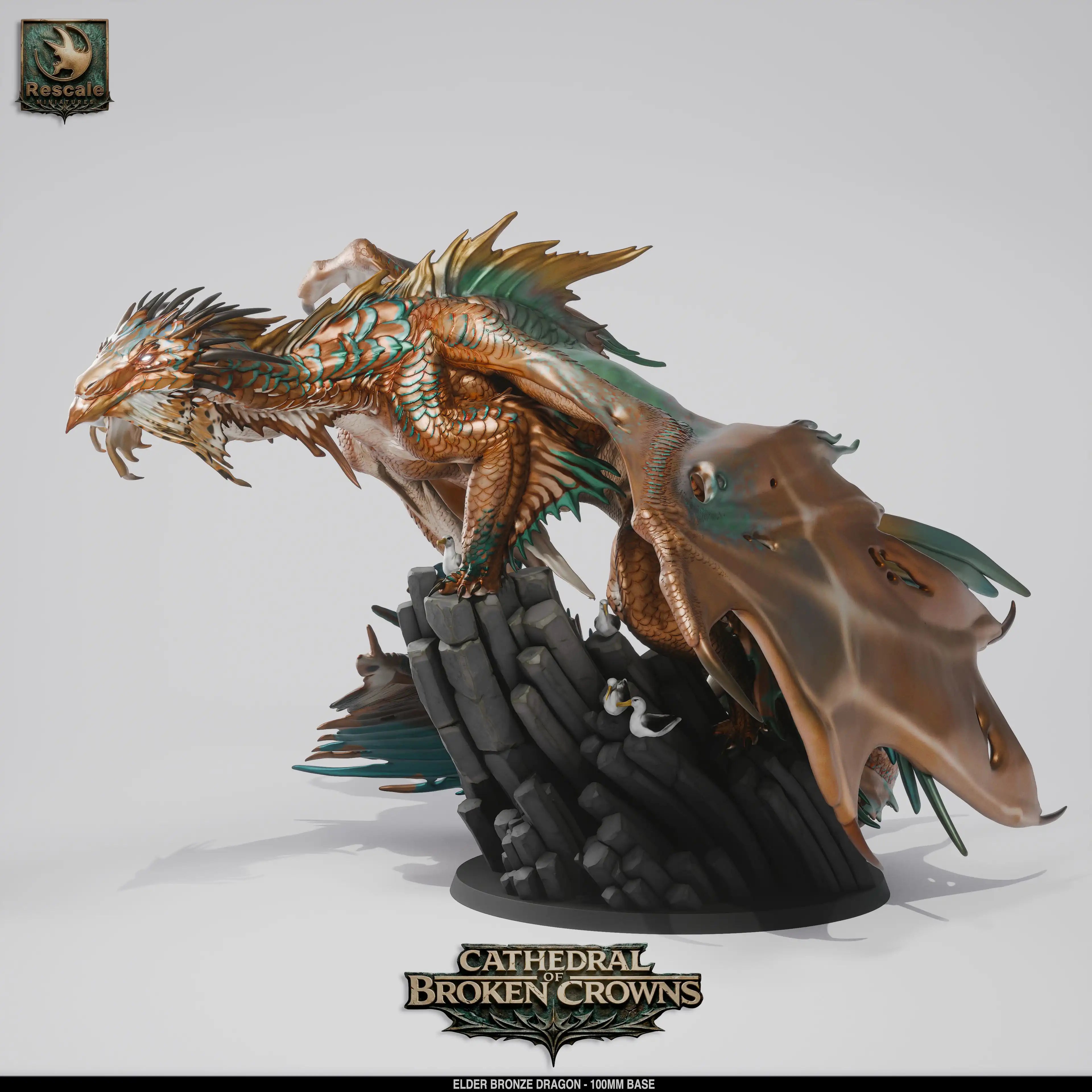 Elder Bronze Dragon miniature from Qumi Rescale Miniatures, detailed tabletop dragon figure for wargaming and RPG scenarios.