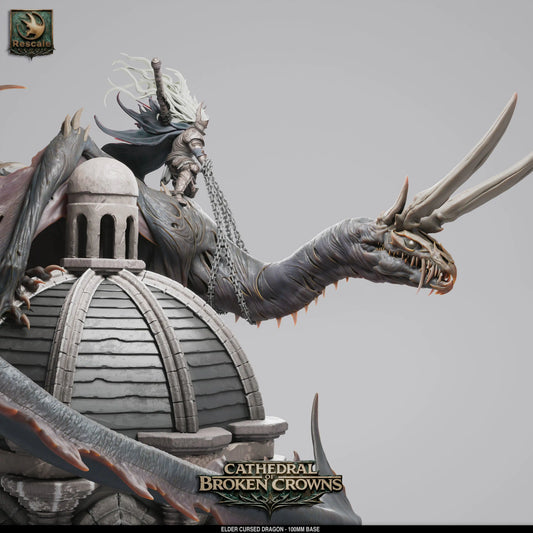 Elder Cursed Dragon miniature by Qumi for tabletop gaming, detailed resin figure for Wargaming and RPG scenarios.