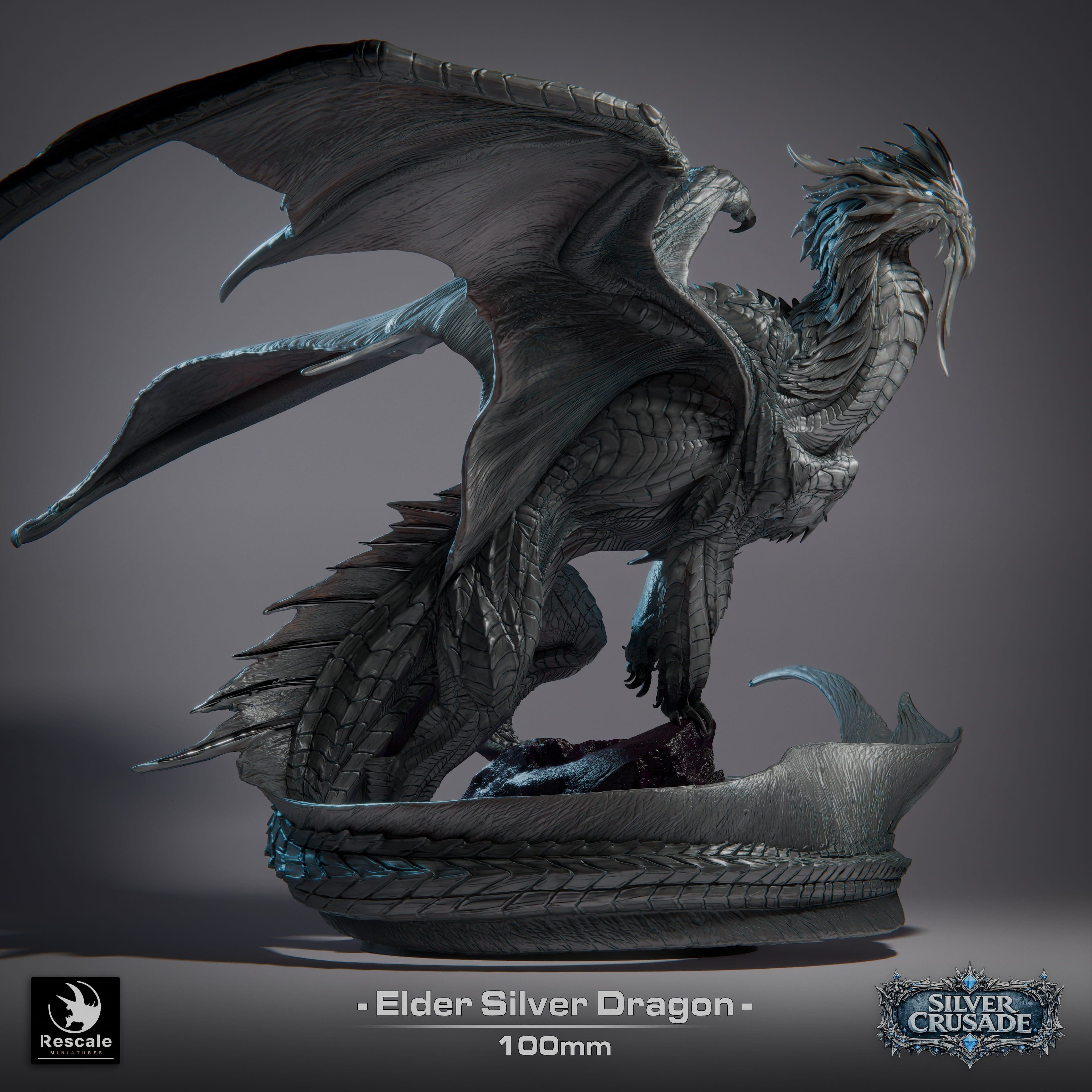 Elder Silver Dragon Miniature Qumi Rescale Miniatures - Quality Miniatures - Qumi