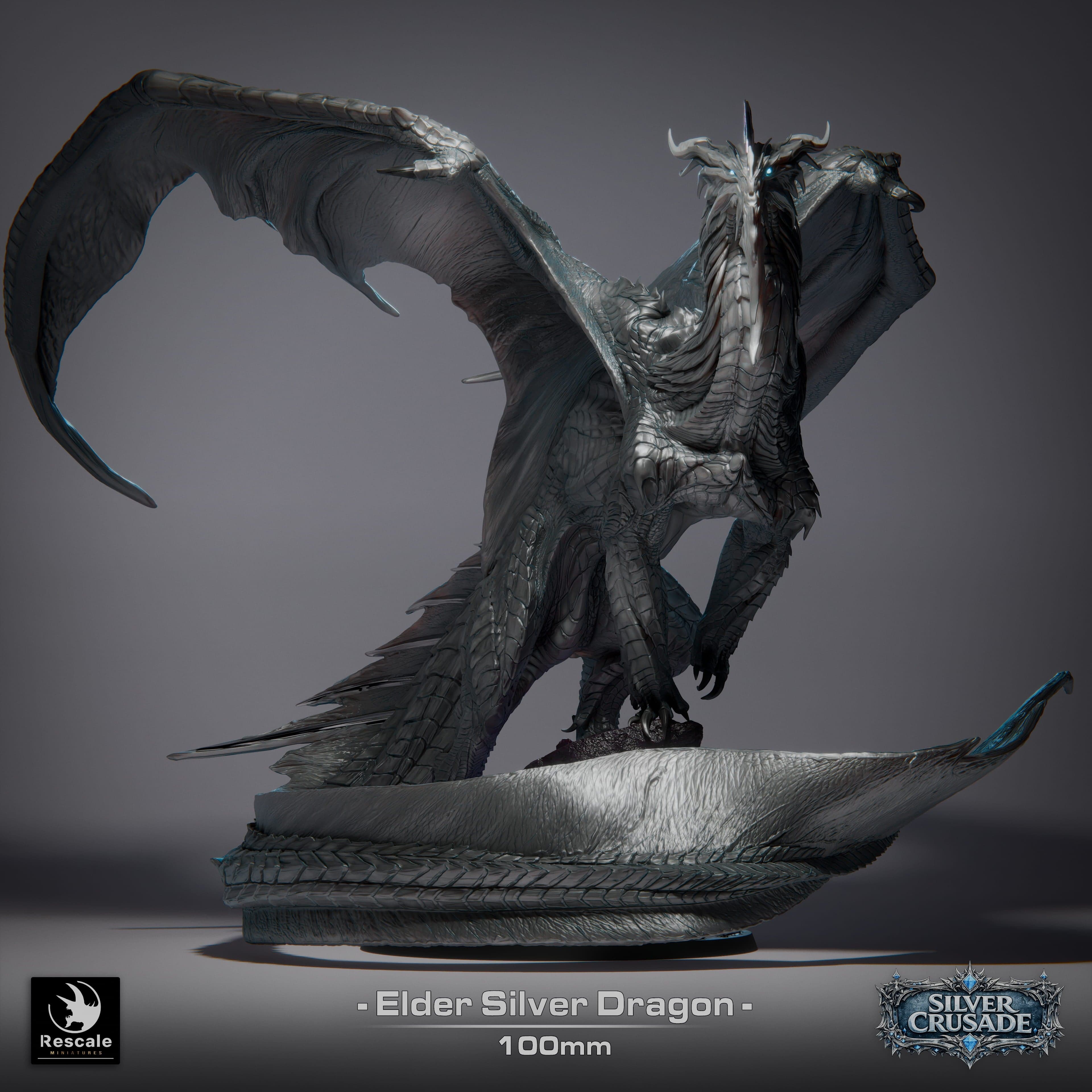 Elder Silver Dragon Miniature Qumi Rescale Miniatures - Quality Miniatures - Qumi
