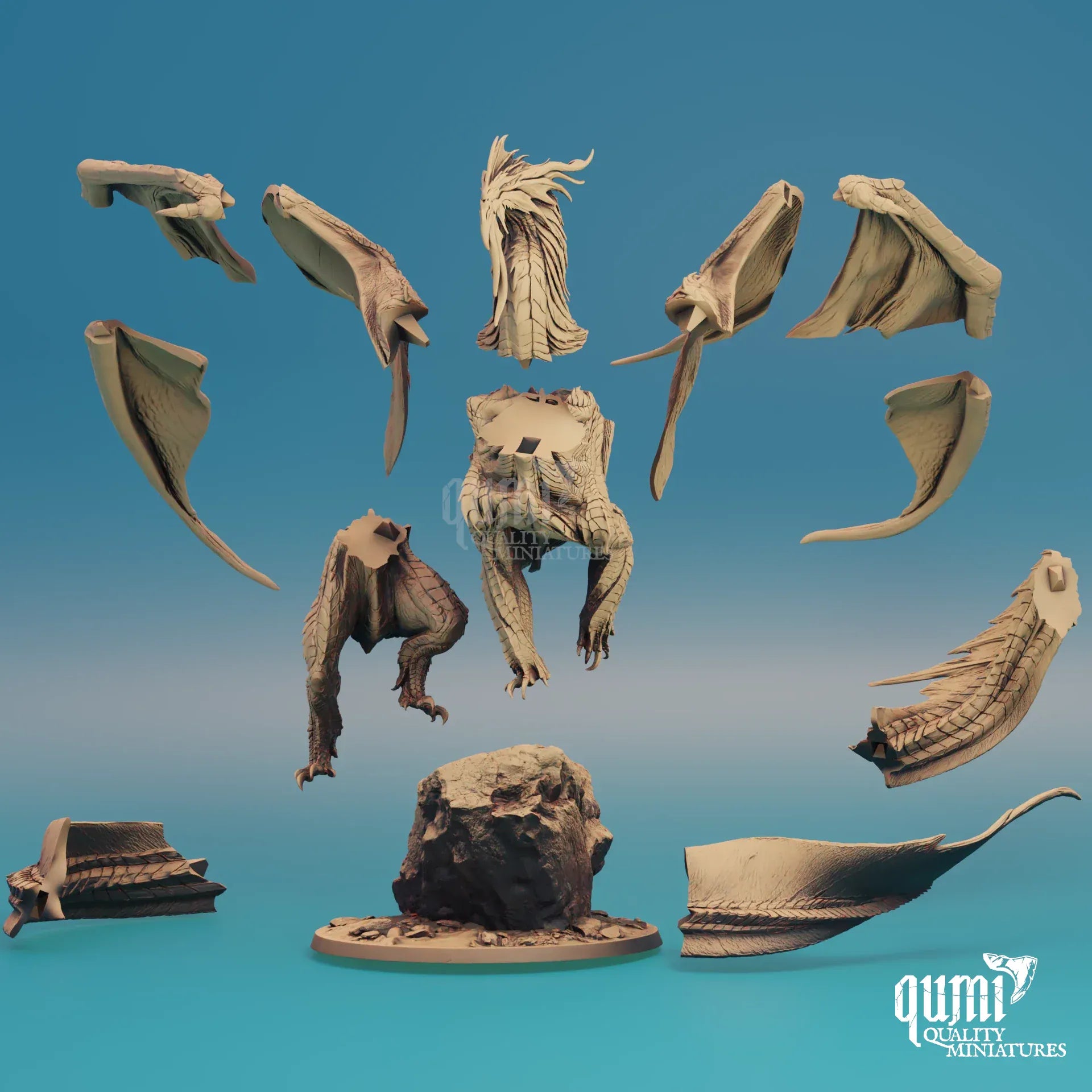 Elder Silver Dragon Miniature Qumi Rescale Miniatures - Quality Miniatures - Qumi