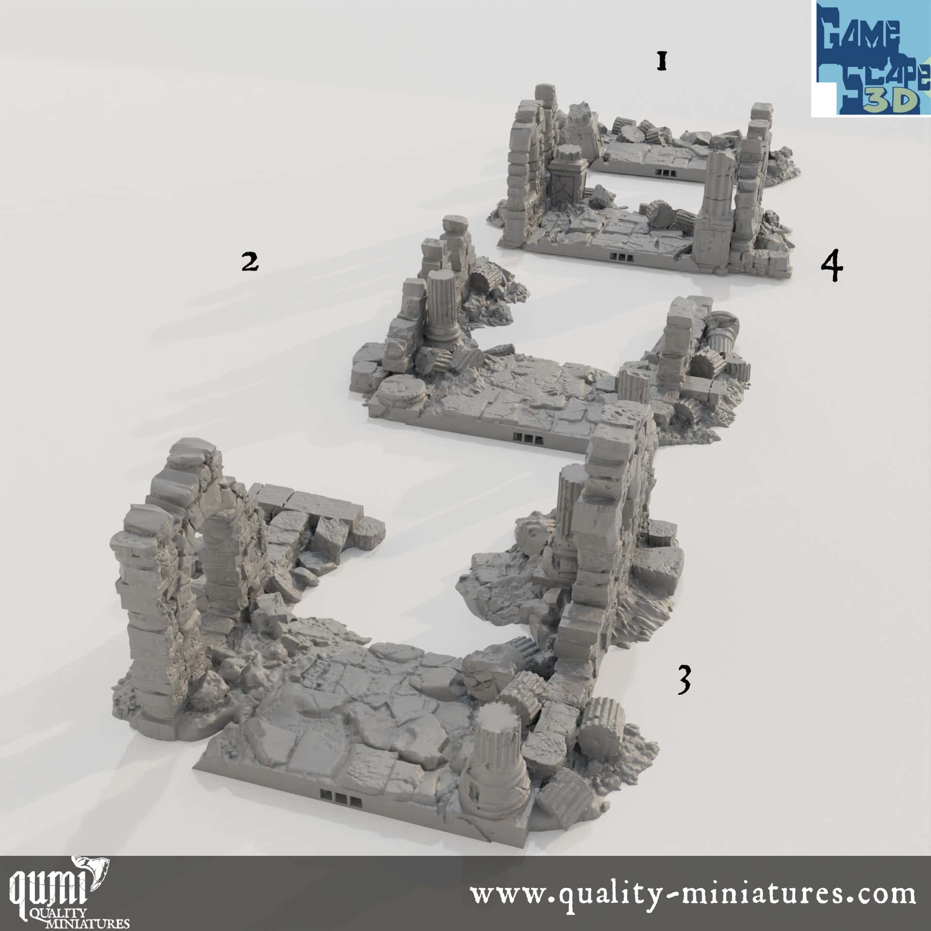 End Roads - Lost City - Resin Print - Tabletop RPG Terrain - GameScape3D - Qumi Quality Miniatures - Qumi Wargaming Mini Model Figure