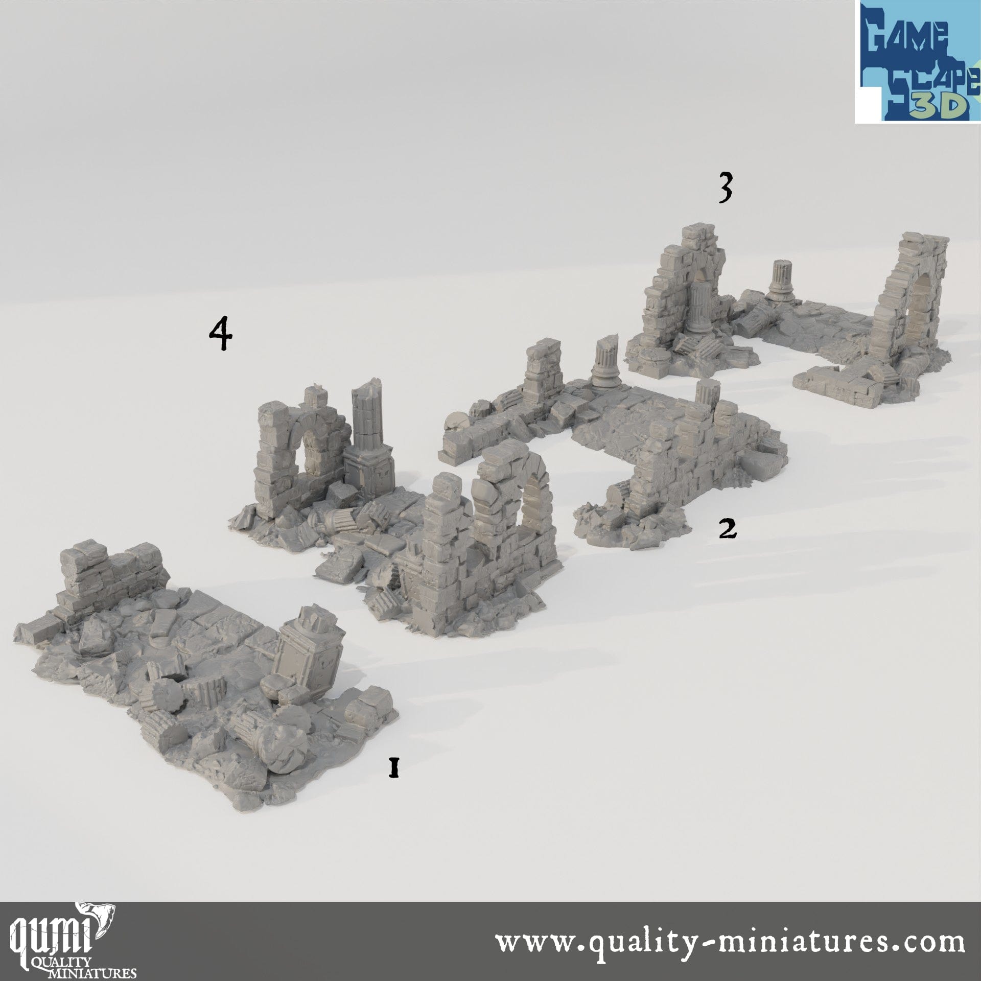 End Roads - Lost City - Resin Print - Tabletop RPG Terrain - GameScape3D - Qumi Quality Miniatures - Qumi Wargaming Mini Model Figure