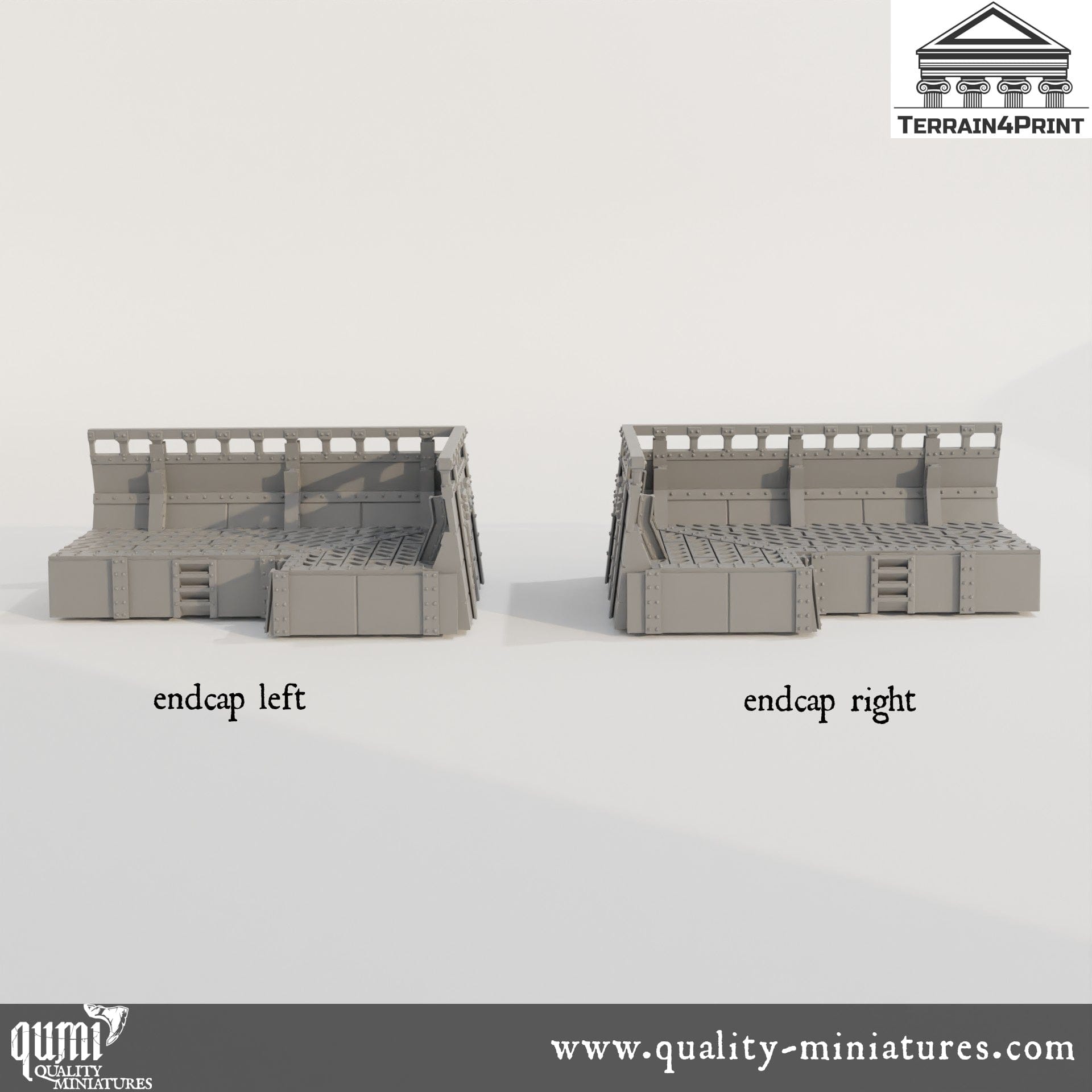 Scifi Barricades - Resin Print - Tabletop RPG Terrain - Terrain4Print - Qumi endcap right Quality Miniatures - Qumi Wargaming Mini Model Figure