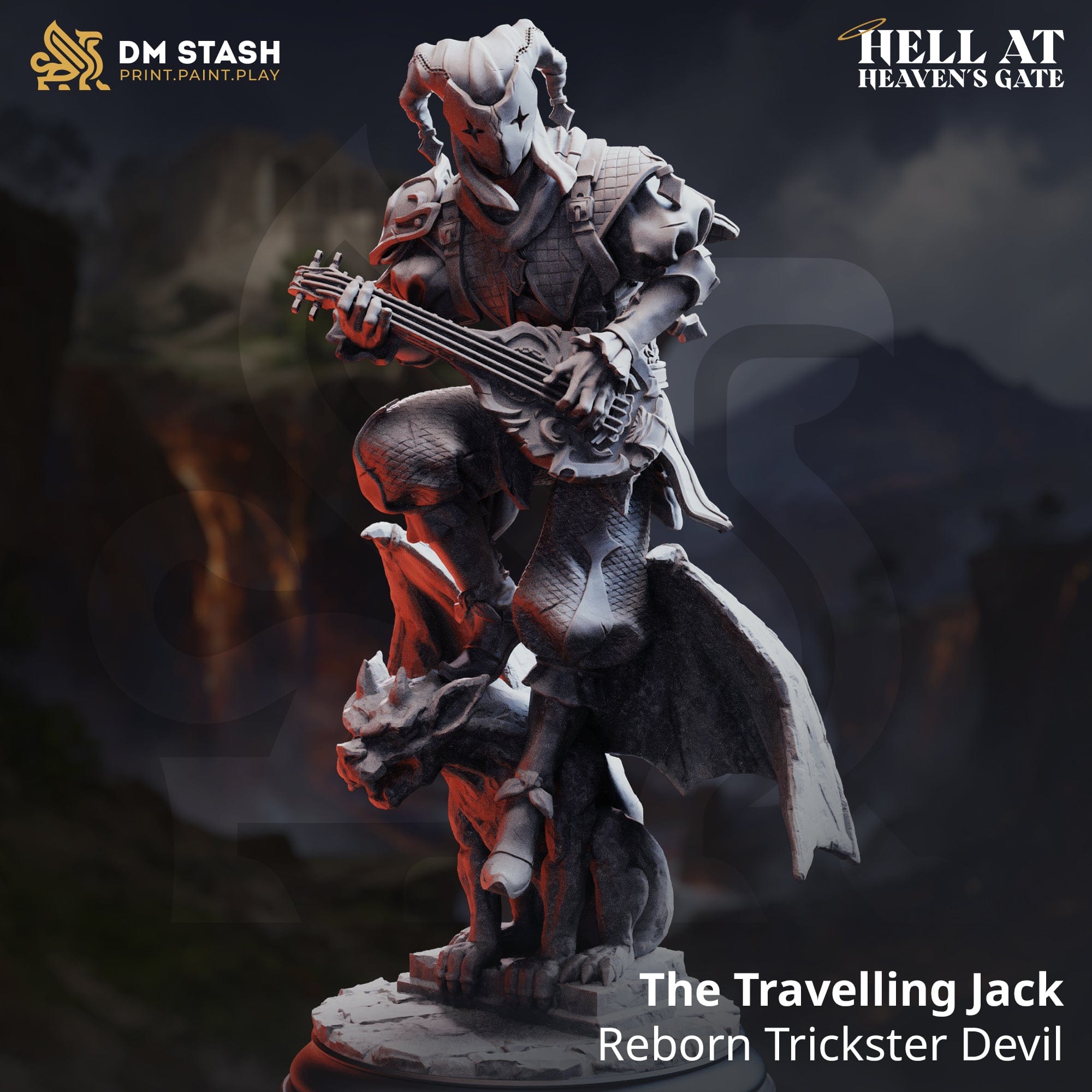 Fantasy Devil miniature by Qumi, 32mm scale, detailed Travelling Jack figure for tabletop RPG and wargaming, quality miniatures.