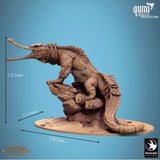 Creature Ancient Alligator Tabletop Miniatures by Qumi, 3D printed resin tabletop miniature for RPGs, wargaming and painting