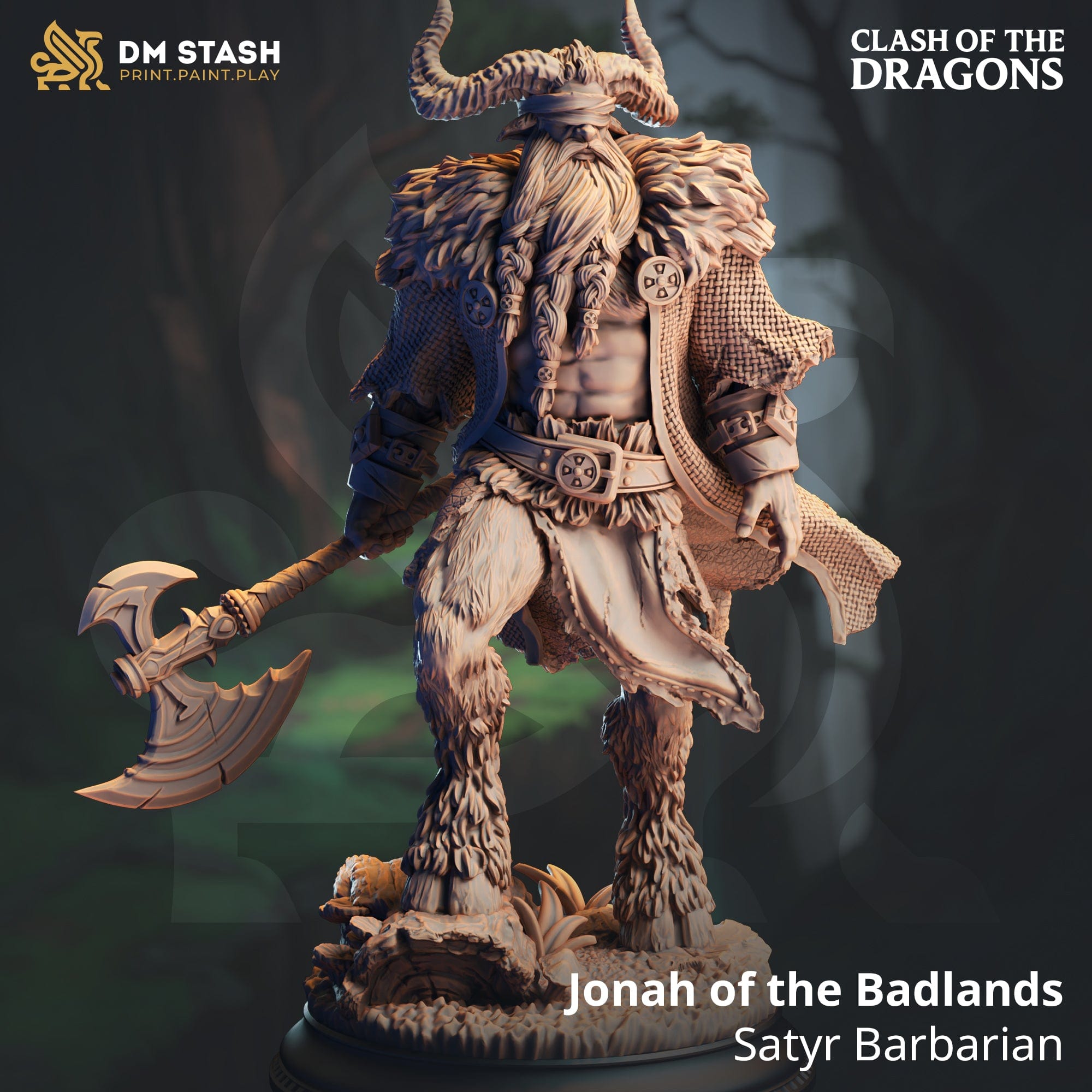 Fantasy Creature Barbarian Jonah 32mm 75mm DM Stash Quality Miniatures - Qumi Wargaming Mini Model Figure