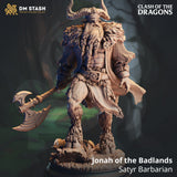 Jonah der Satyr Barbar Miniatur mit Hörnern und großer Axt, grauer Resin-Druck