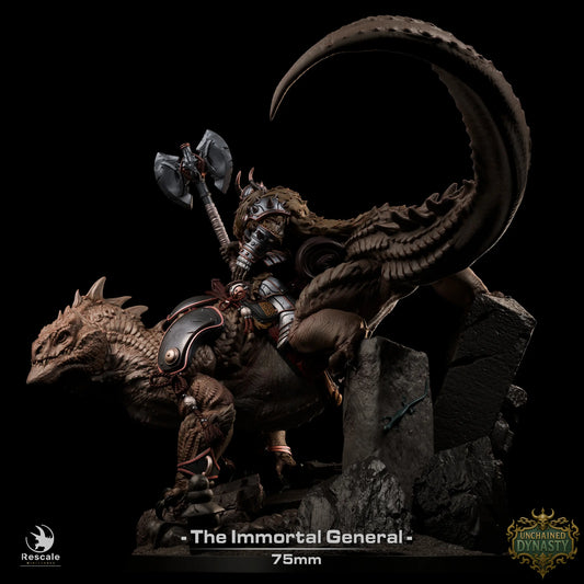 Fantasy Creature Immortal General & Lizard 32mm Rescale Miniatures - Quality Miniatures - Qumi