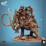 Side profile of the mammoth miniature with height scale markers displaying 170mm and 160mm dimensions