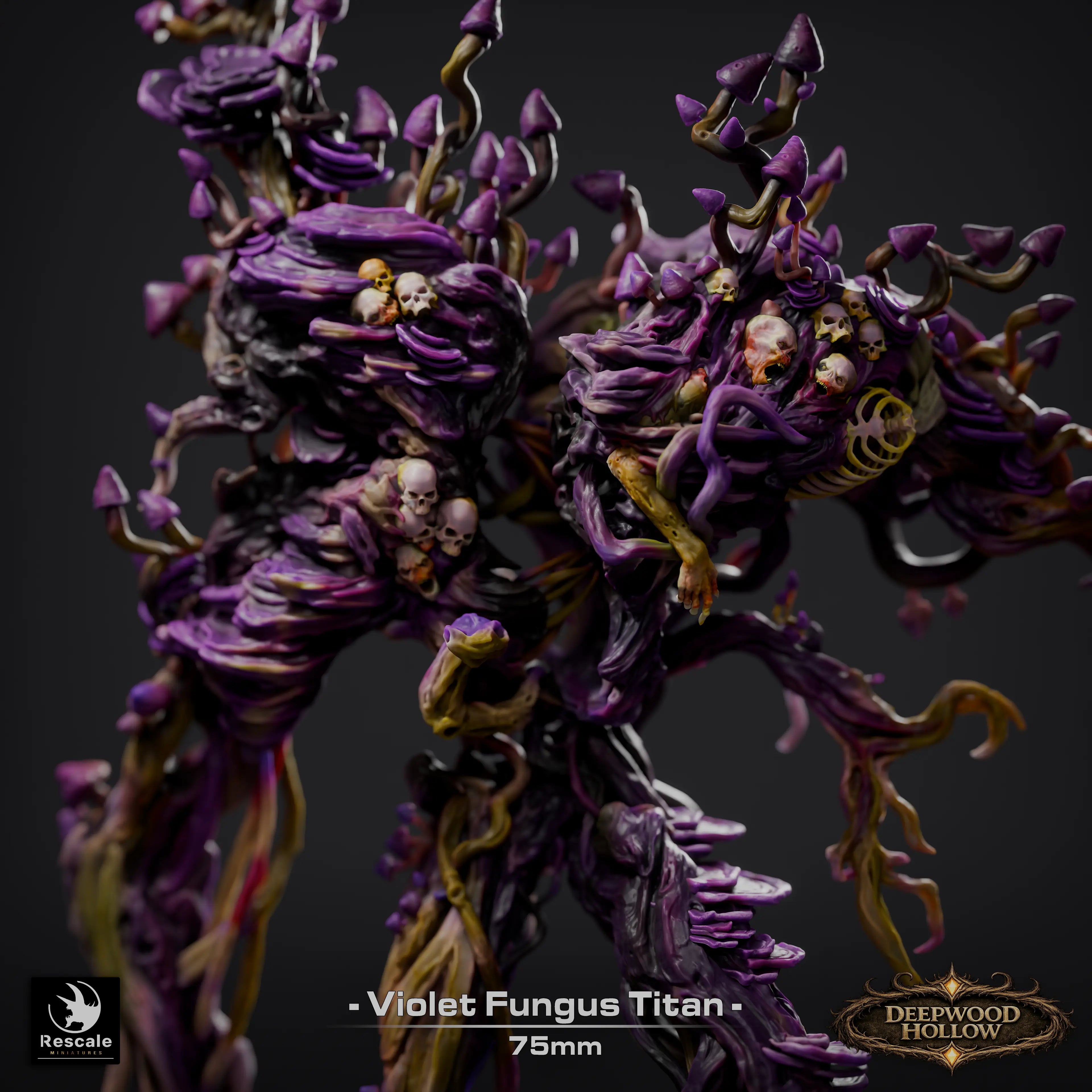 Violet Fungus Titan miniature from Qumi's Fantasy Creature Rescale Miniatures set, detailed tabletop fantasy RPG figure.