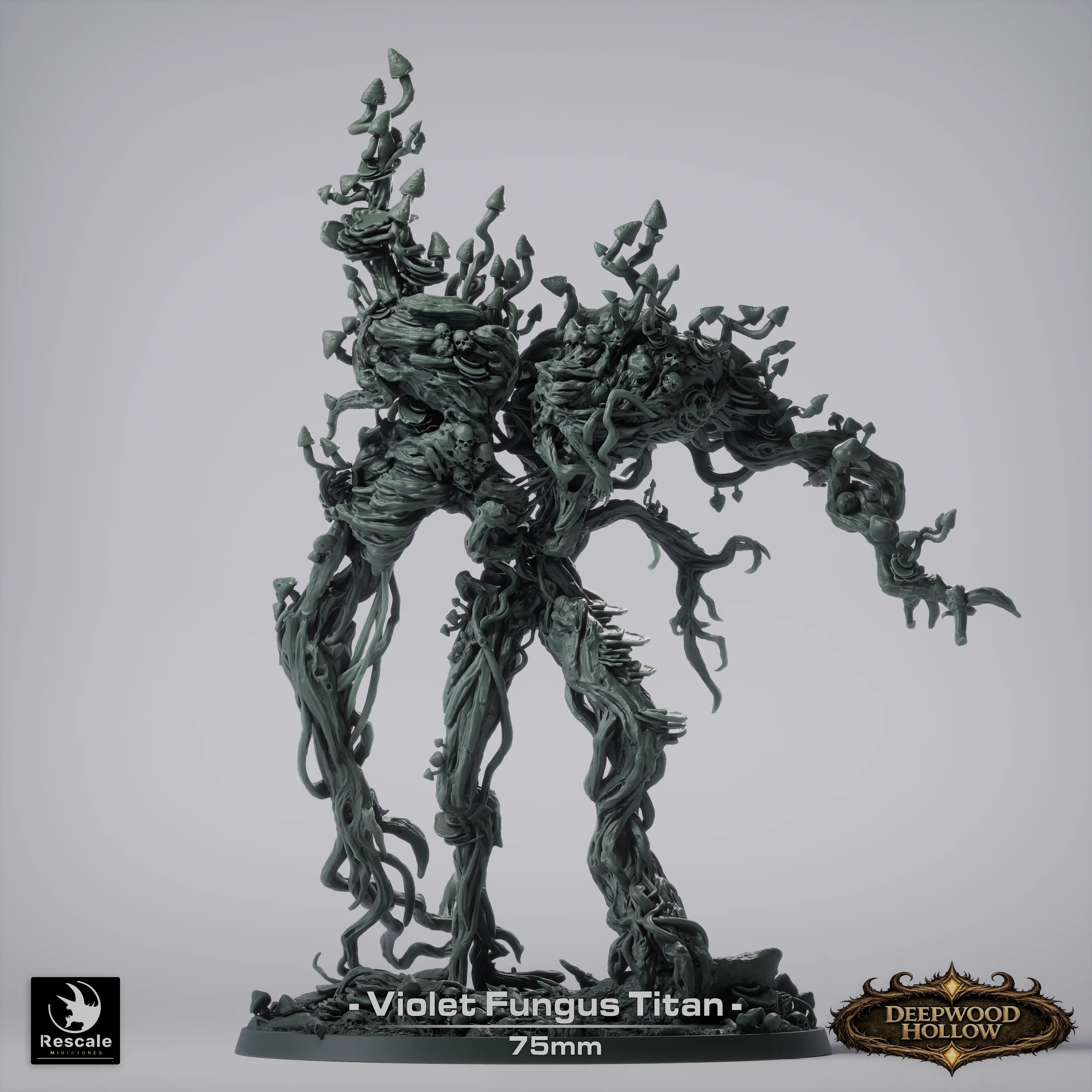 Fantasy creature miniature of a violet fungus titan by Qumi, detailed tabletop wargaming figure for RPG and fantasy gaming.