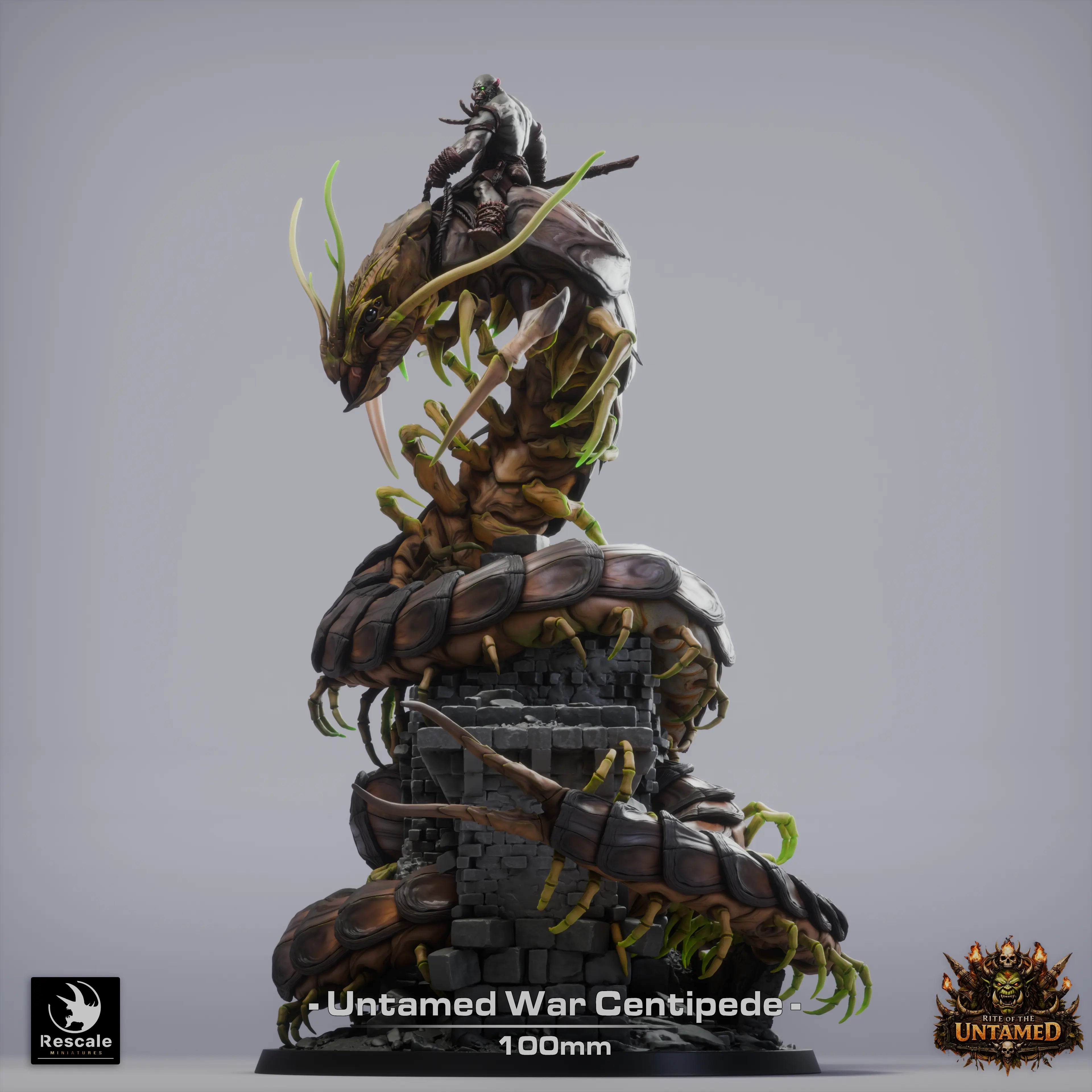 Rescaled fantasy war centipede miniature by Qumi for tabletop gaming, detailed RPG figure for miniatures collectors.