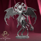 Slightly angled view of the Hazabel Judicatrix resin miniature displaying the chained mace weapon