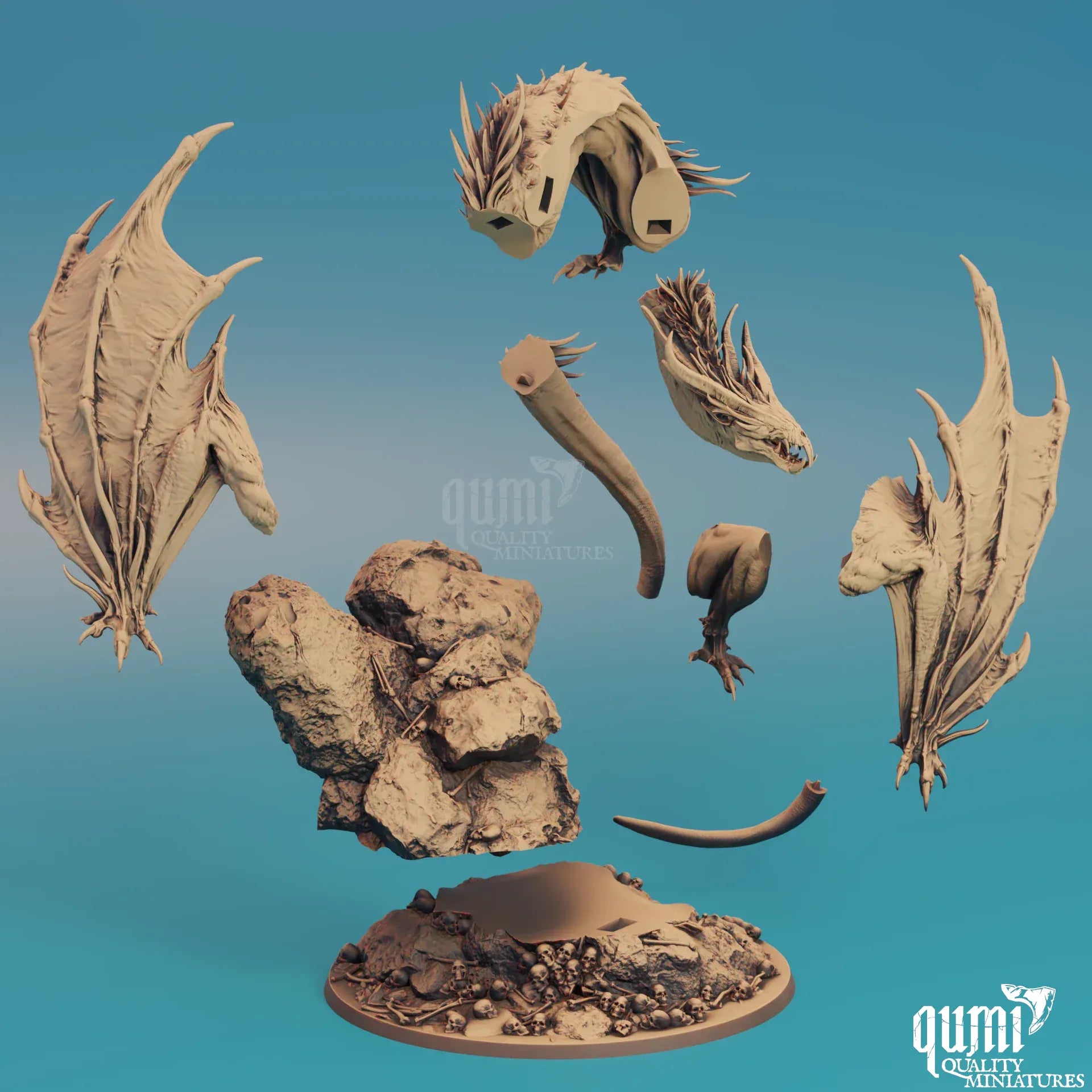 Fantasy Dragon Miniature Blind Crypt Wyrm Rescale Miniatures - Quality Miniatures - Qumi