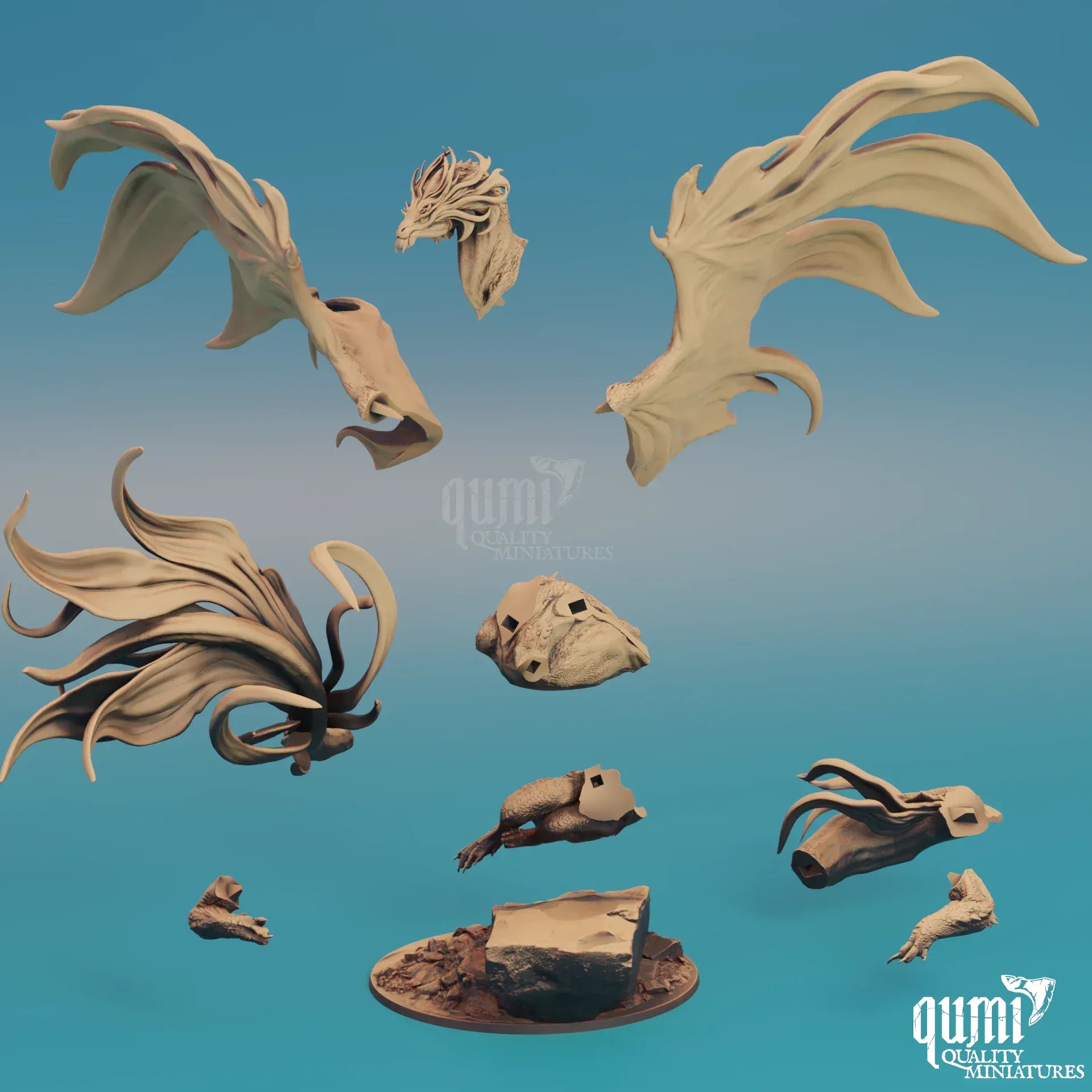 Fantasy Dragon Miniature Brass Dragon Rescale Miniatures - Quality Miniatures - Qumi