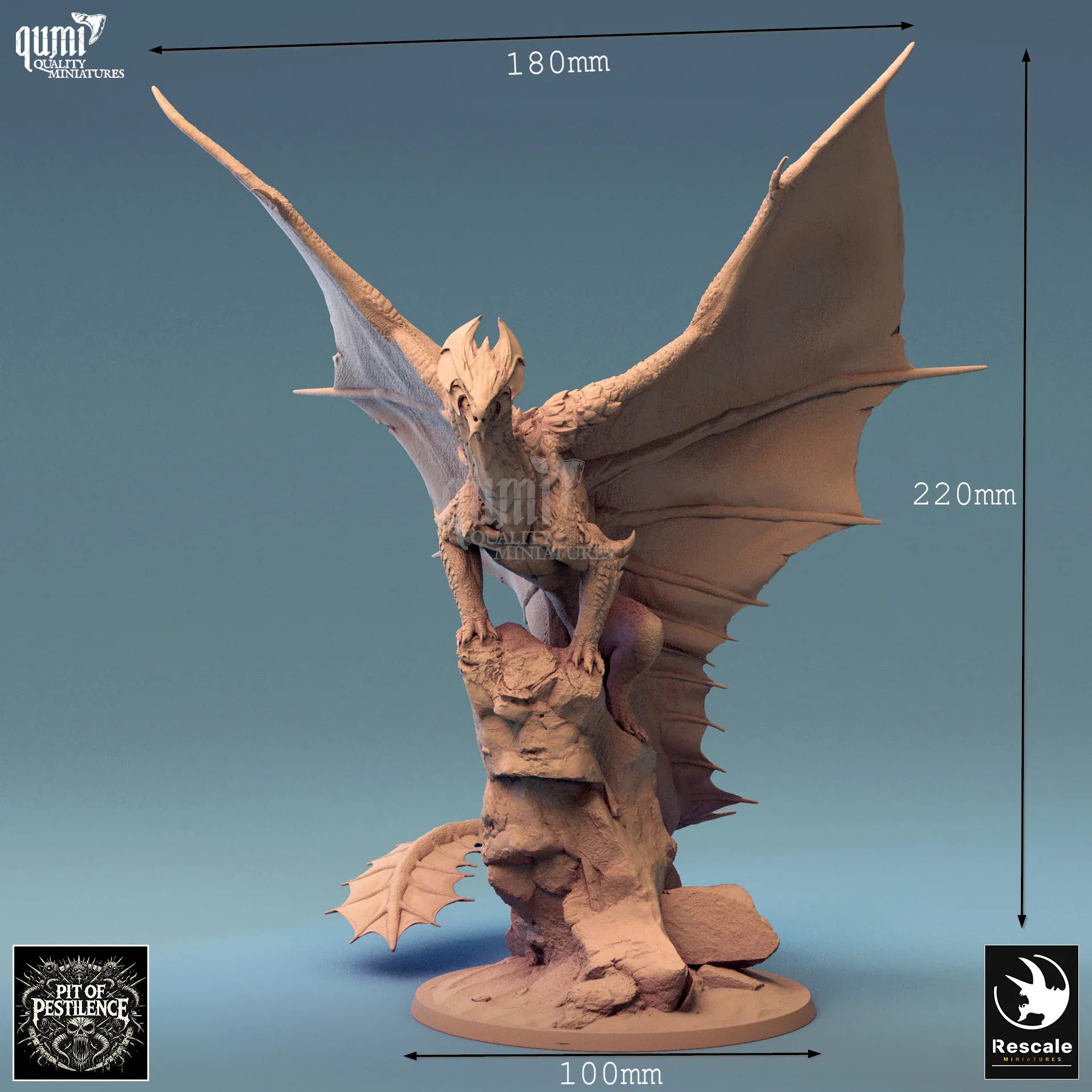 Fantasy Dragon Miniature Brass Dragon Rescale Miniatures - Quality Miniatures - Qumi