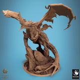 Dragon Chromatic Blue Dragon Tabletop Miniature by Qumi, 3D printed resin tabletop miniature for RPGs, wargaming and painting