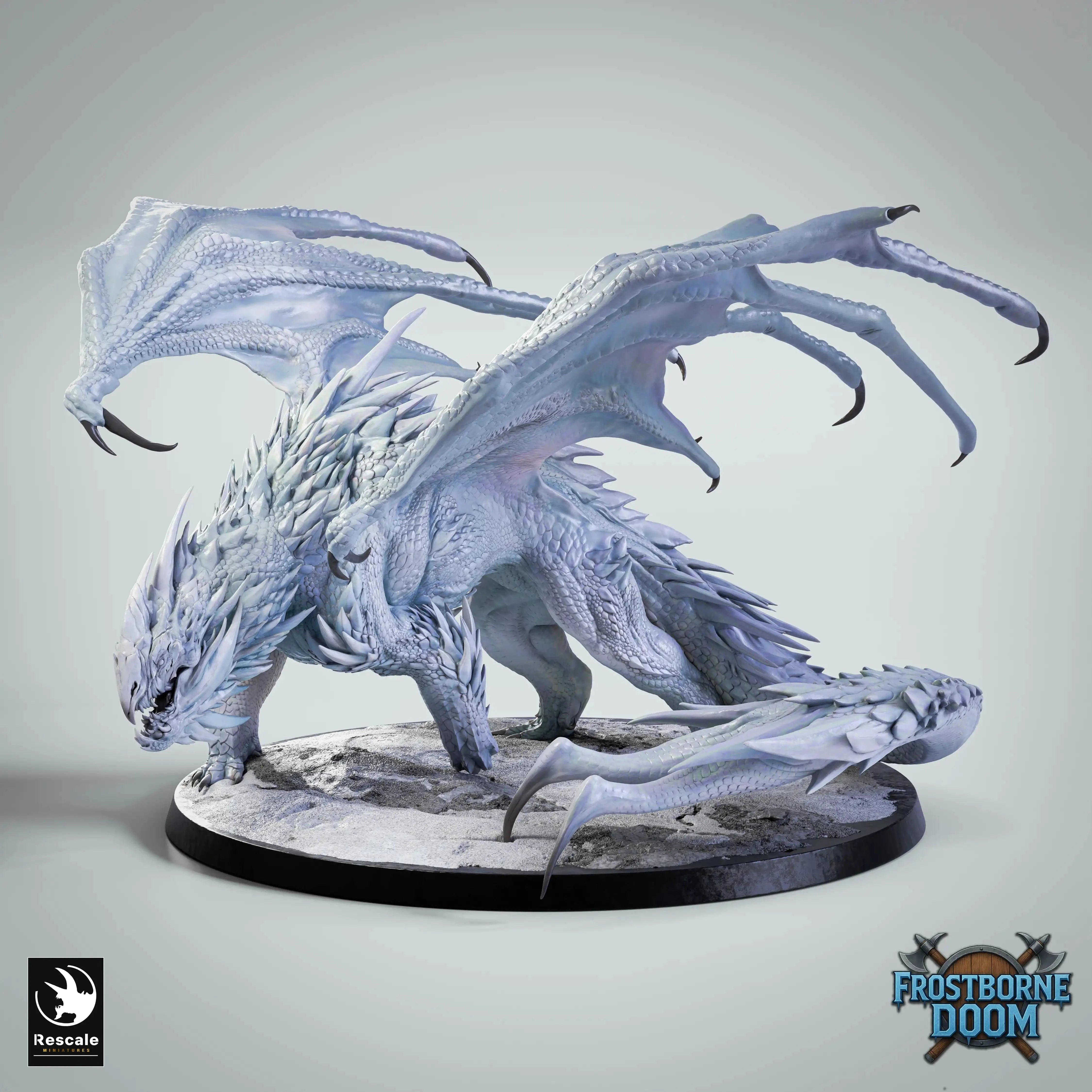 Fantasy Dragon Miniature Chromatic White Dragon Rescale Miniatures - Quality Miniatures - Qumi