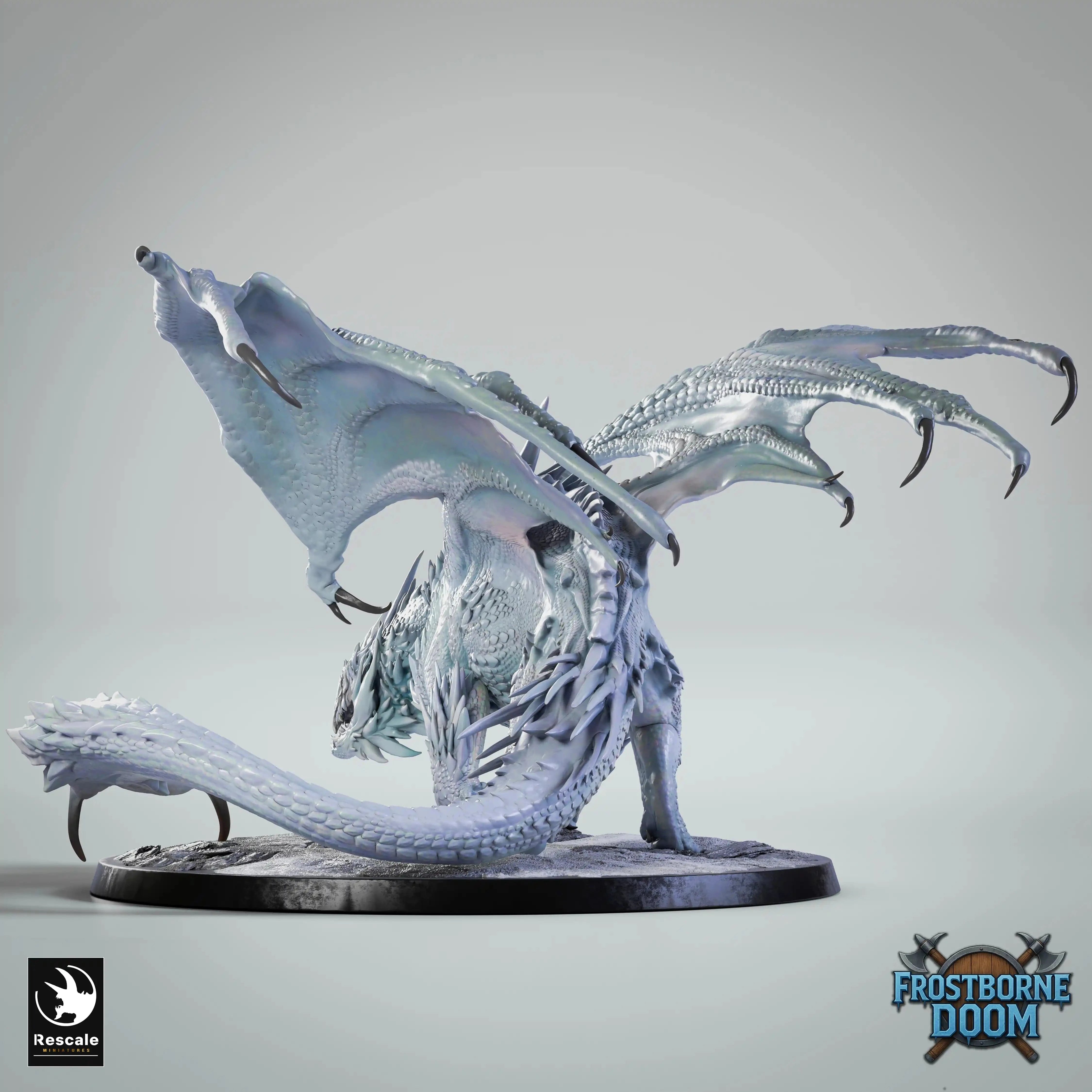 Fantasy Dragon Miniature Chromatic White Dragon Rescale Miniatures - Quality Miniatures - Qumi