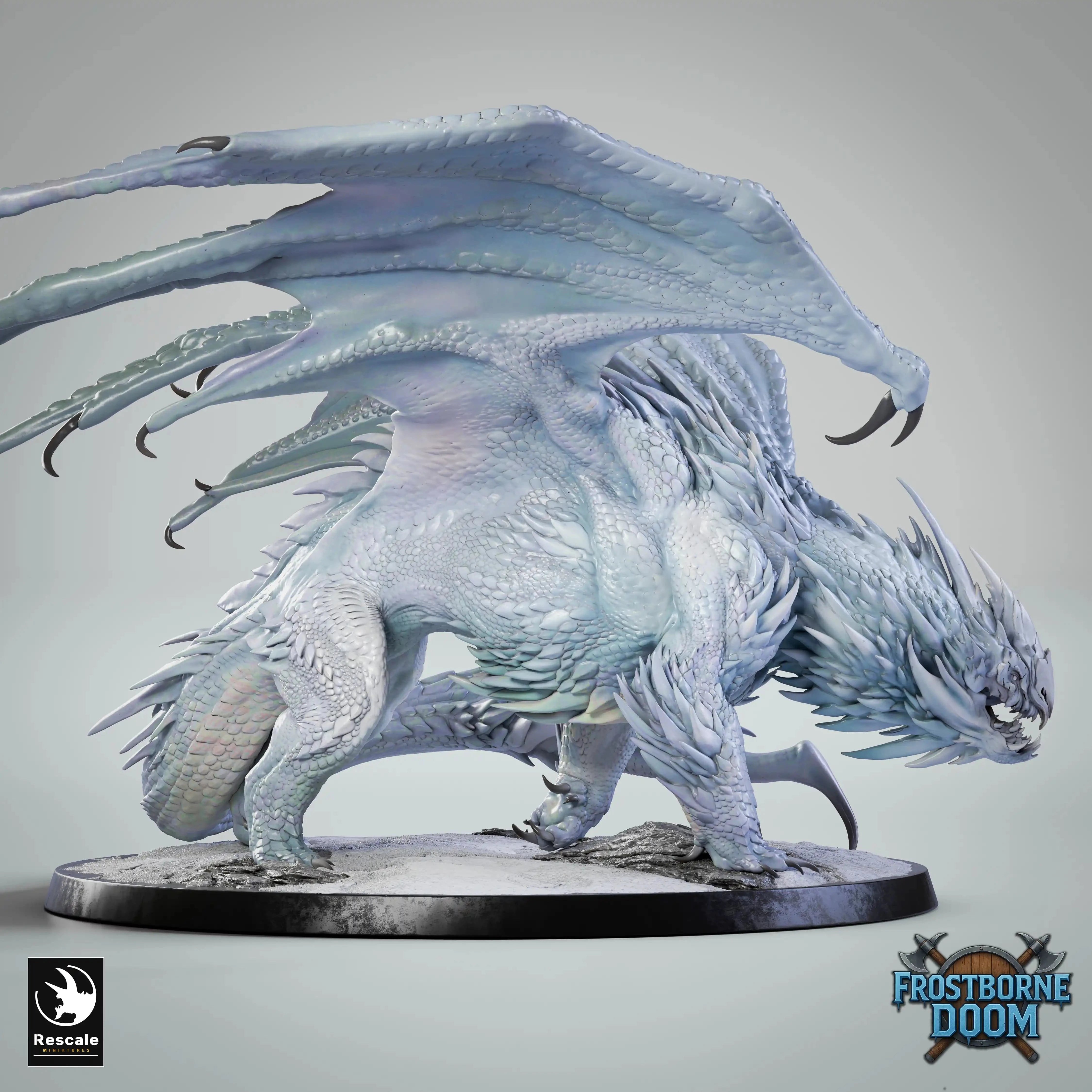 Fantasy Dragon Miniature Chromatic White Dragon Rescale Miniatures - Quality Miniatures - Qumi