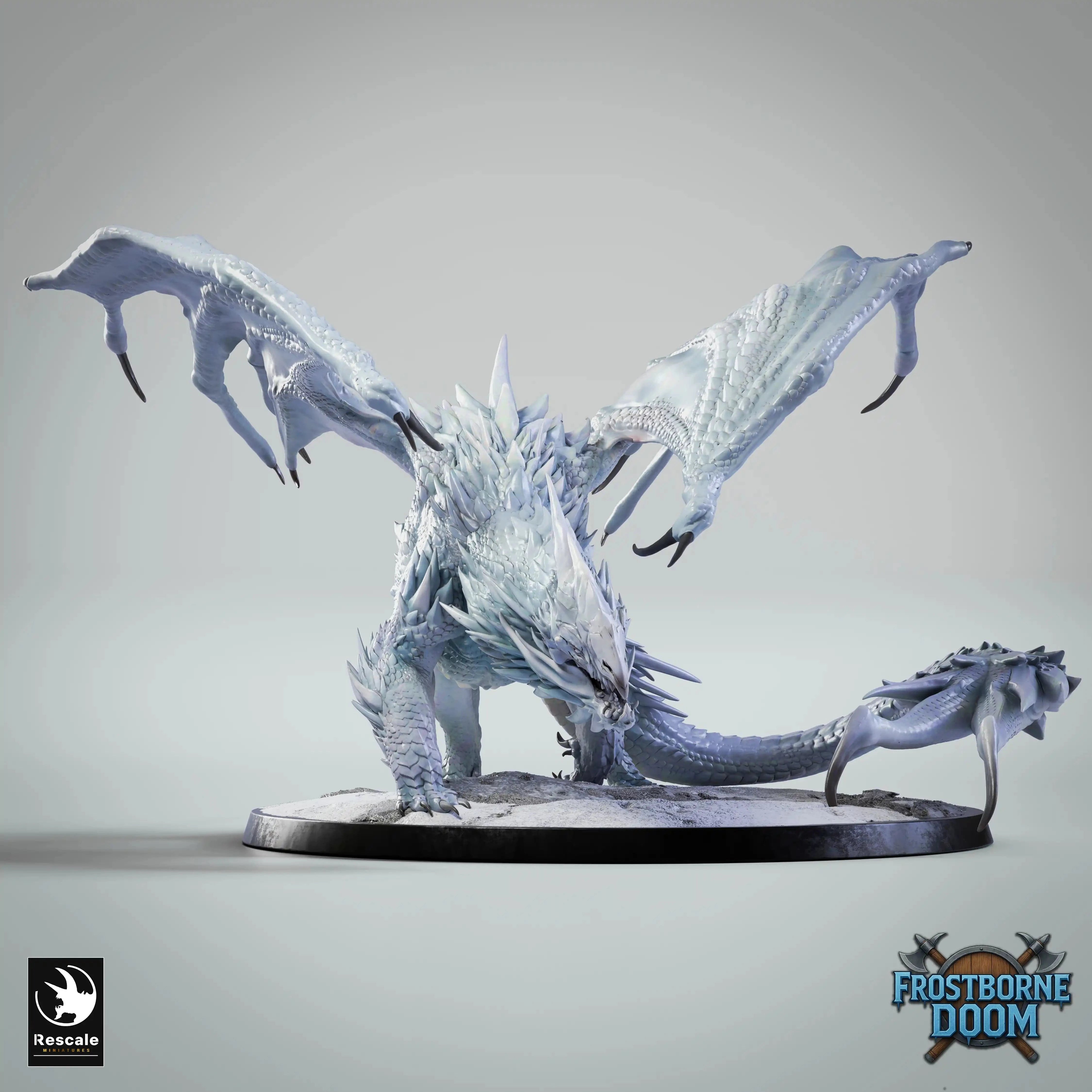 Fantasy Dragon Miniature Chromatic White Dragon Rescale Miniatures - Quality Miniatures - Qumi