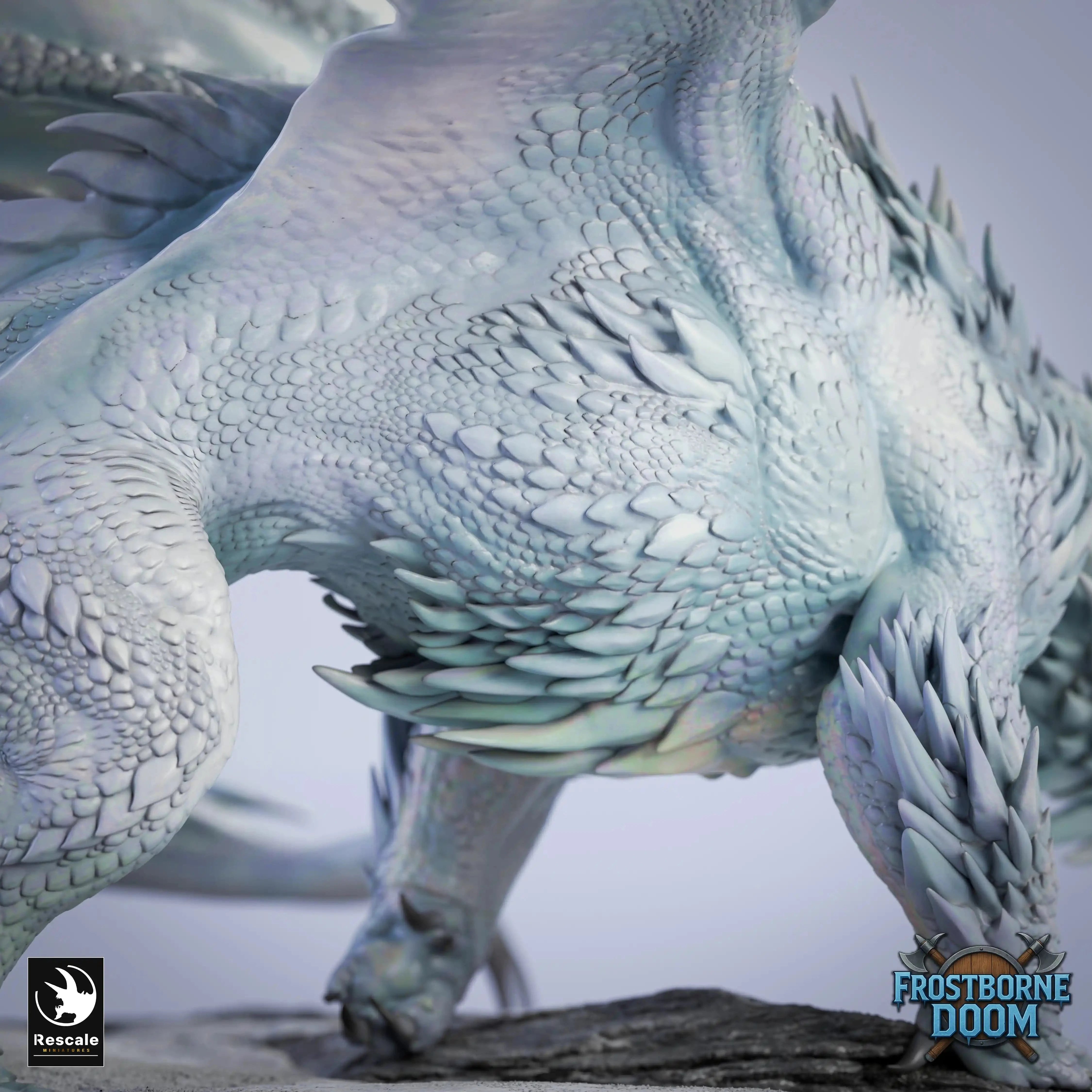 Fantasy Dragon Miniature Chromatic White Dragon Rescale Miniatures - Quality Miniatures - Qumi