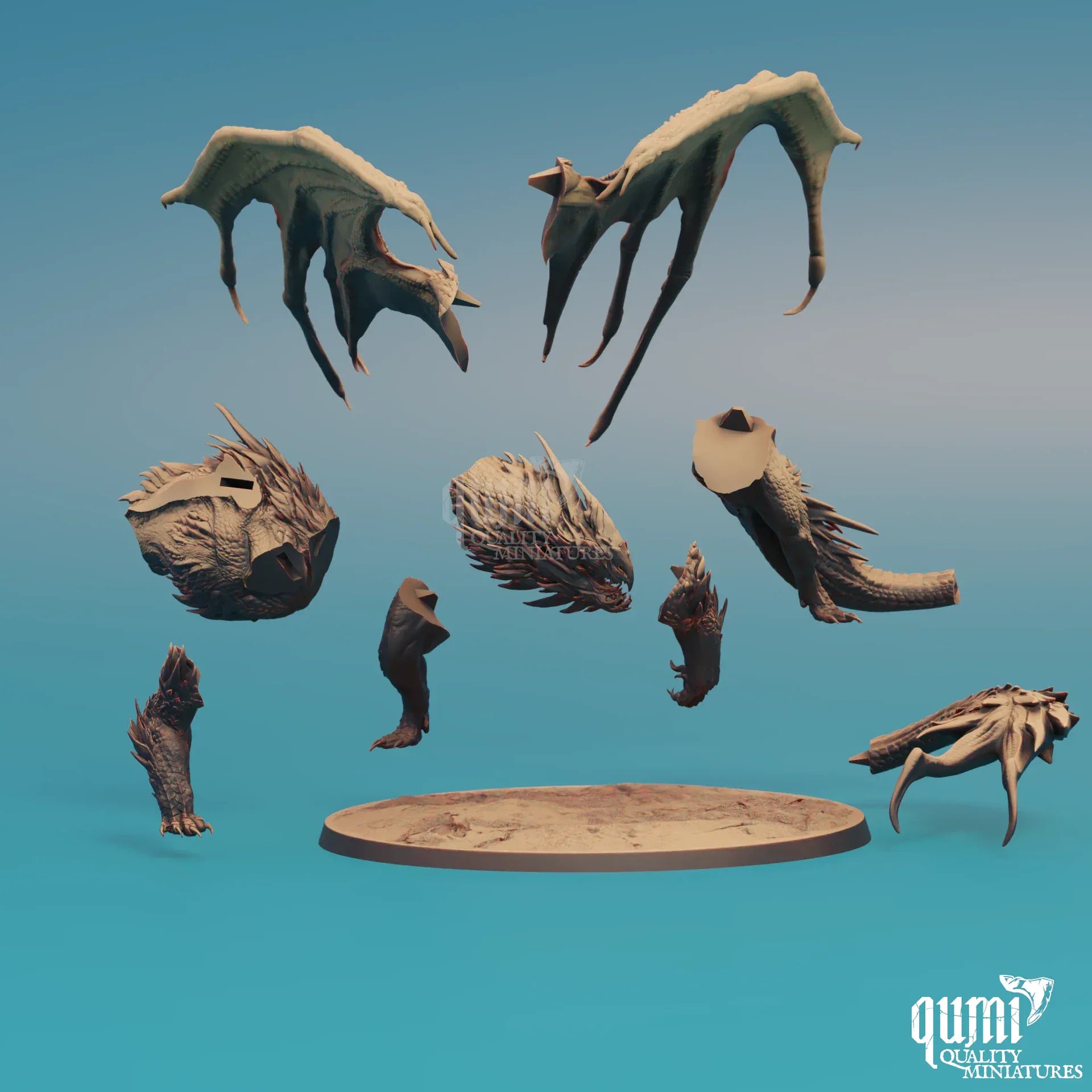 Chromatic White Dragon miniature by Quality Miniatures, detailed fantasy tabletop miniature for wargaming and RPG adventures.