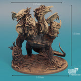 Produktmaße mit 105 mm Höhe und 100 mm Base für die Resin-Drachenminiatur