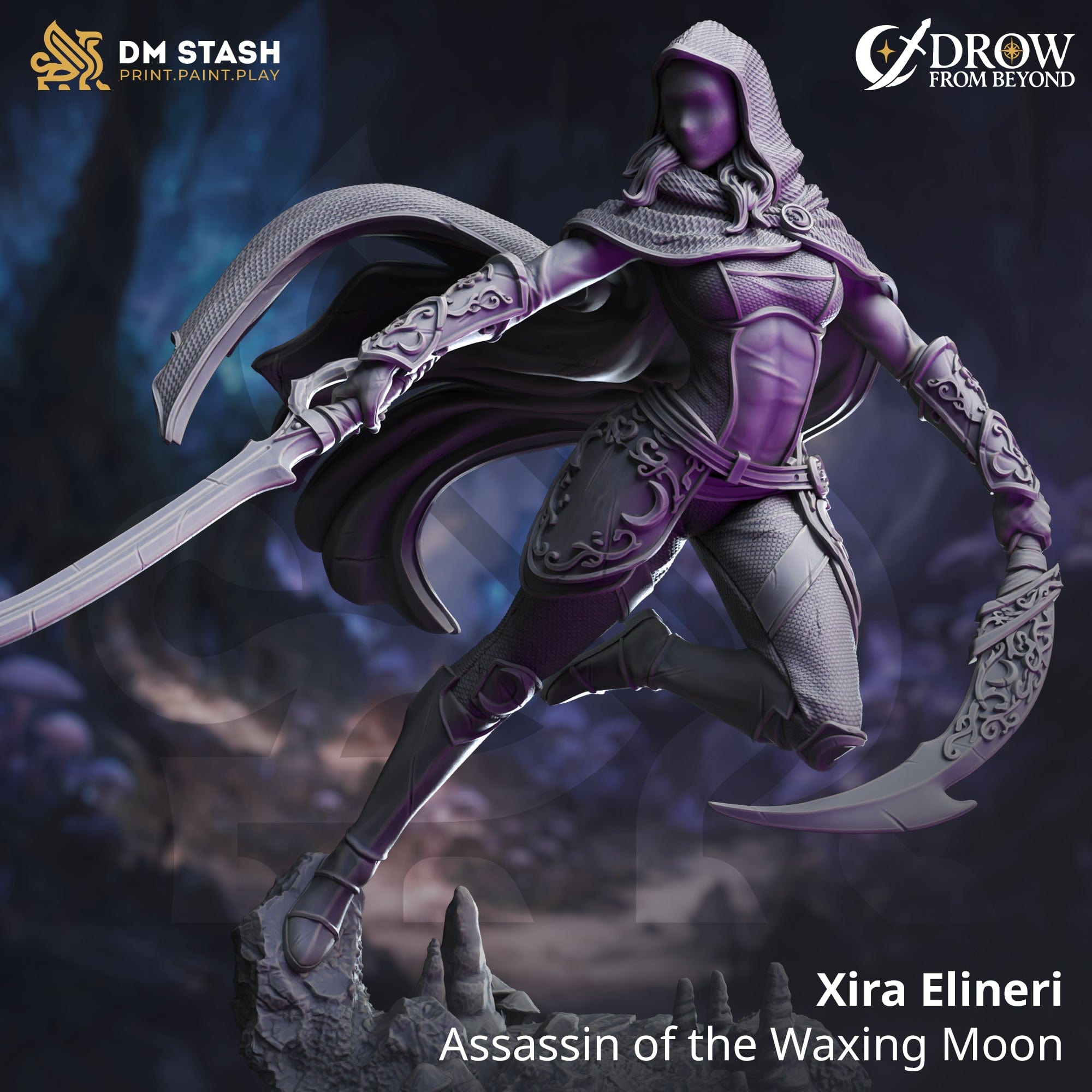 Fantasy Elf Xira Assassin of the Waxing Moon 32mm 75mm DM Stash - Quality Miniatures - Qumi
