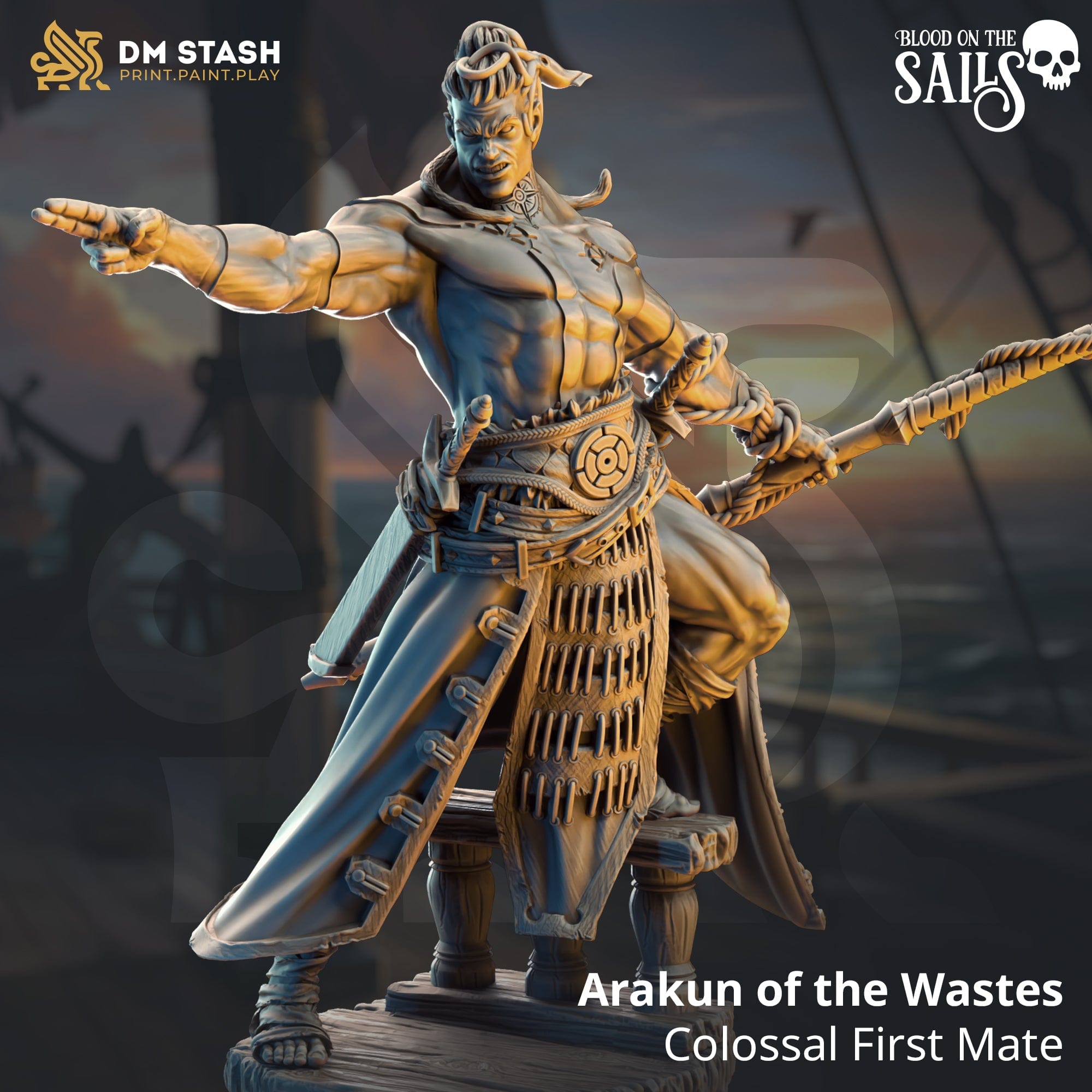 Fantasy Exotic Pirate Miniature Arakun 32mm 75mm DM Stash - Quality Miniatures - Qumi