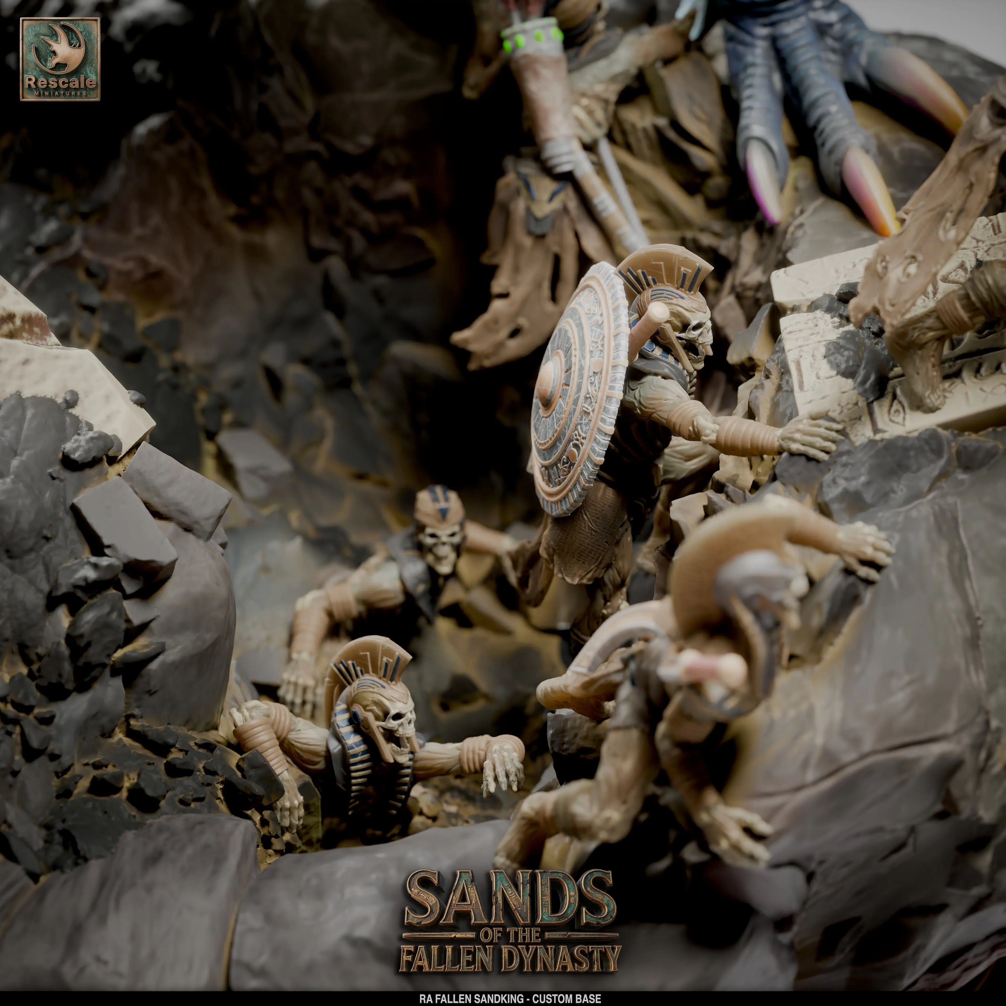 Fantasy Fallen Sandking creature miniature from Qumi, detailed tabletop mini for RPG and wargaming scenarios.