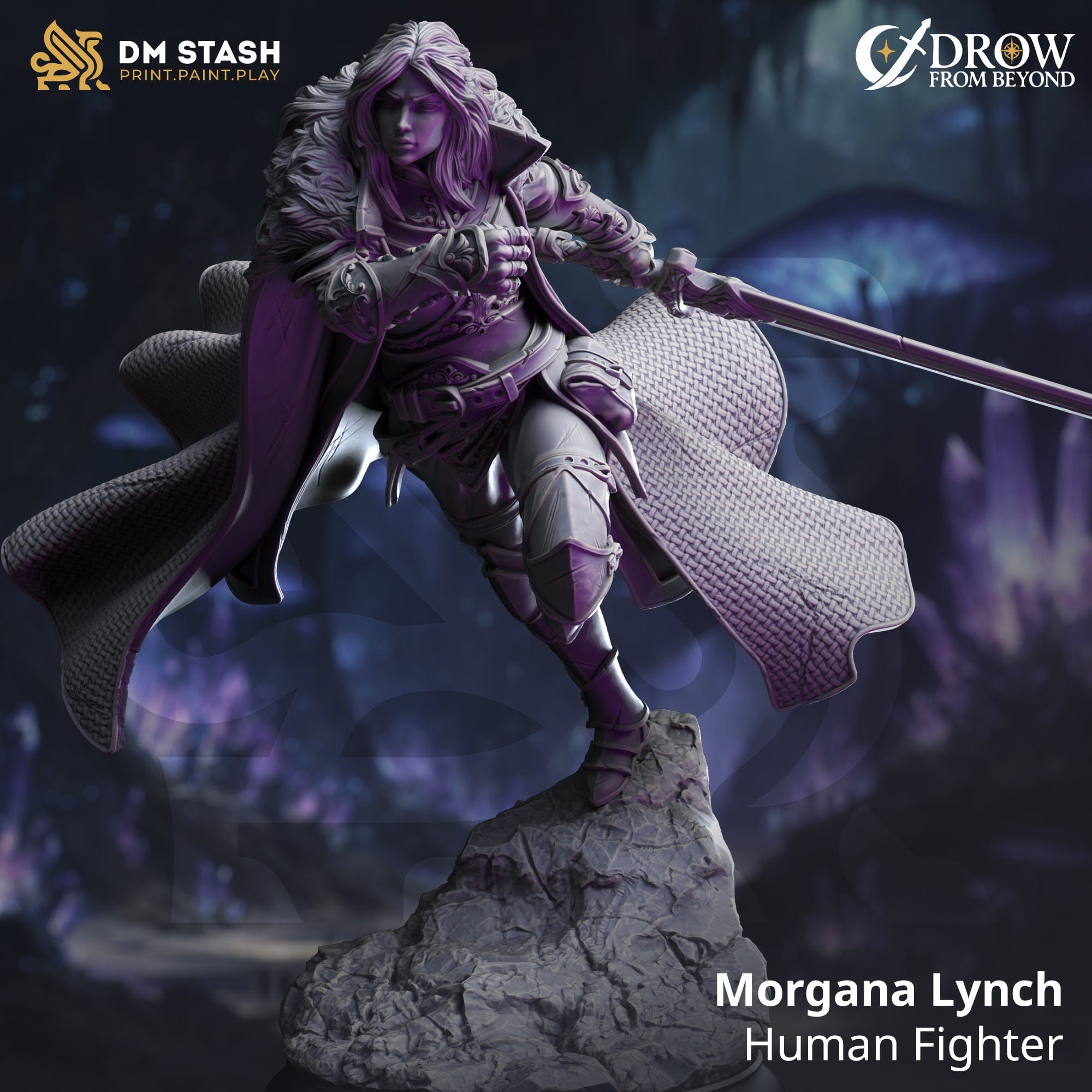 Fantasy Fighter Morgana Lynch 32mm 75mm DM Stash - Quality Miniatures - Qumi